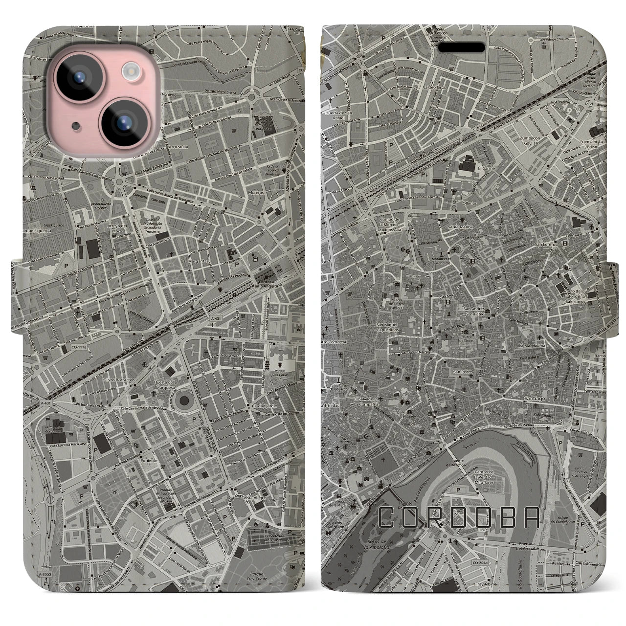 【コルドバ（スペイン）】地図柄iPhoneケース（手帳タイプ）