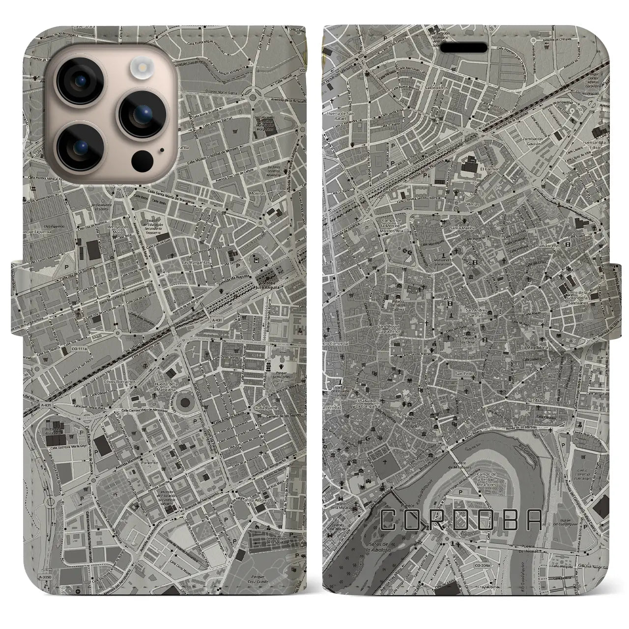 【コルドバ（スペイン）】地図柄iPhoneケース（手帳タイプ）