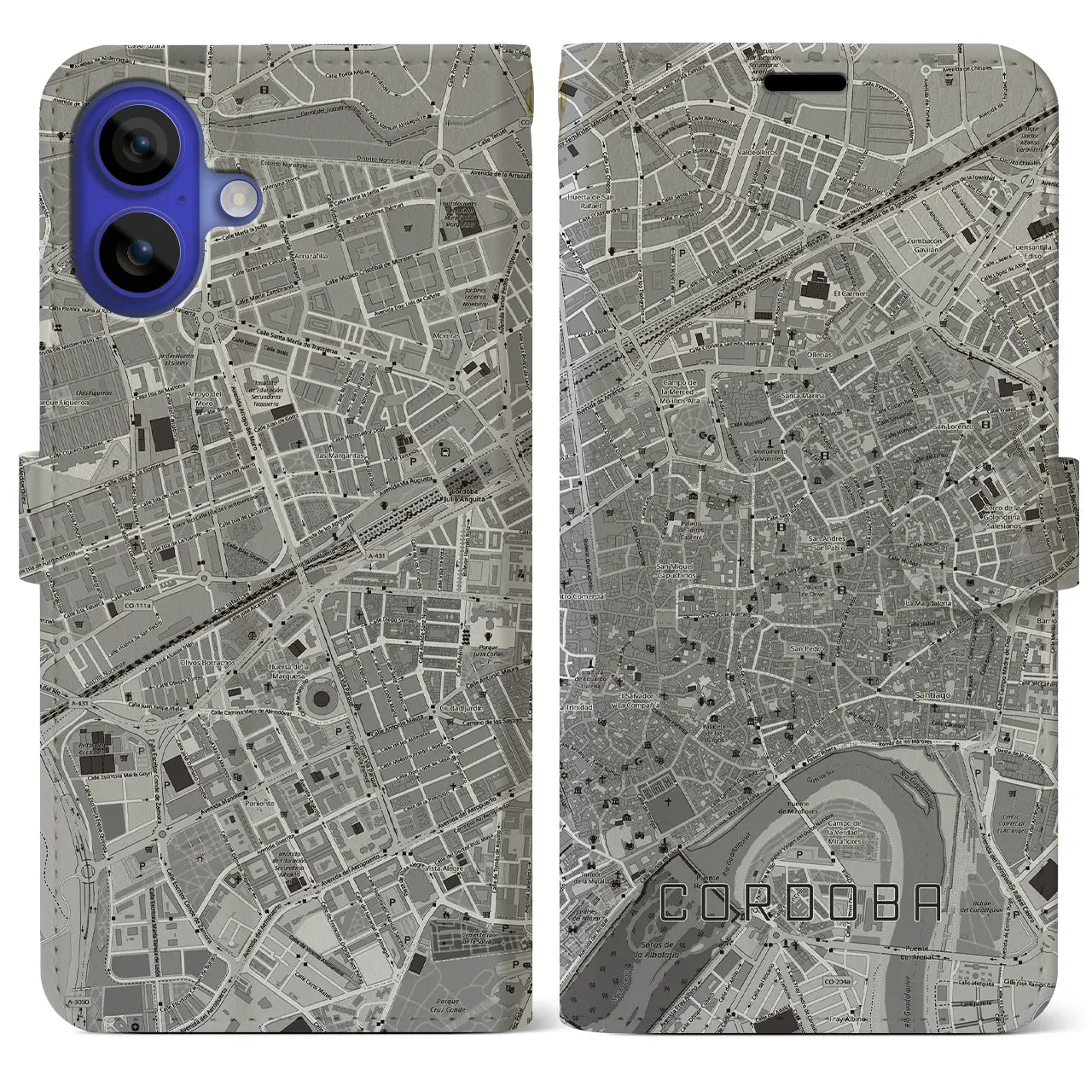 【コルドバ（スペイン）】地図柄iPhoneケース（手帳タイプ）