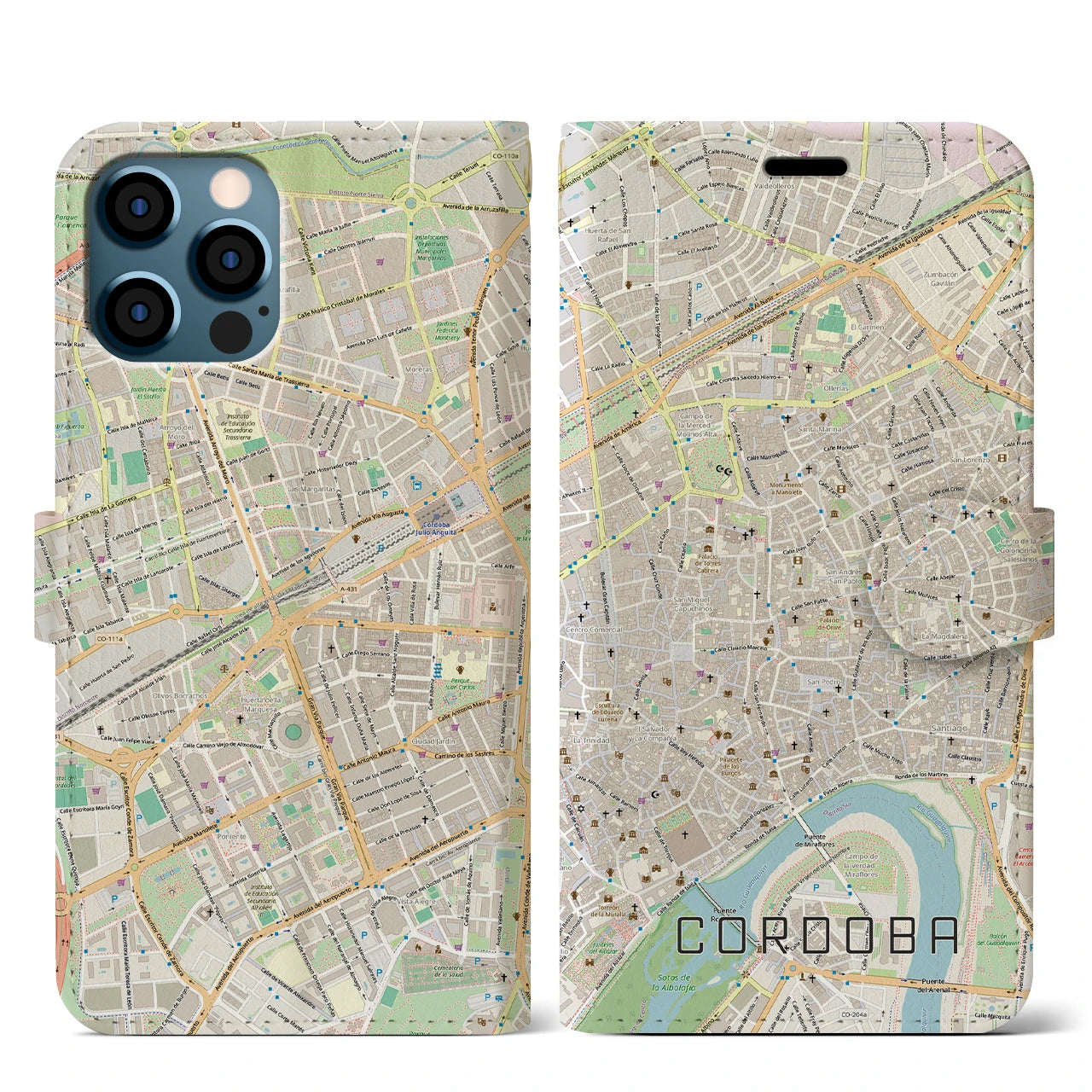 【コルドバ（スペイン）】地図柄iPhoneケース（手帳タイプ）