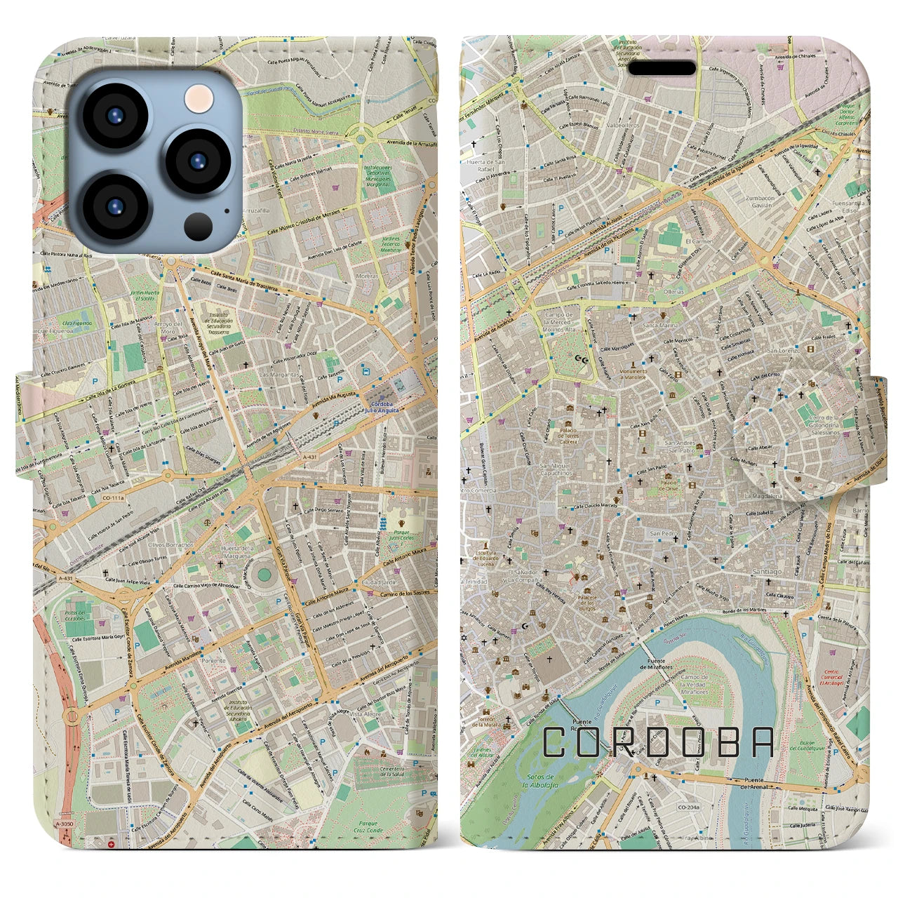 【コルドバ（スペイン）】地図柄iPhoneケース（手帳タイプ）