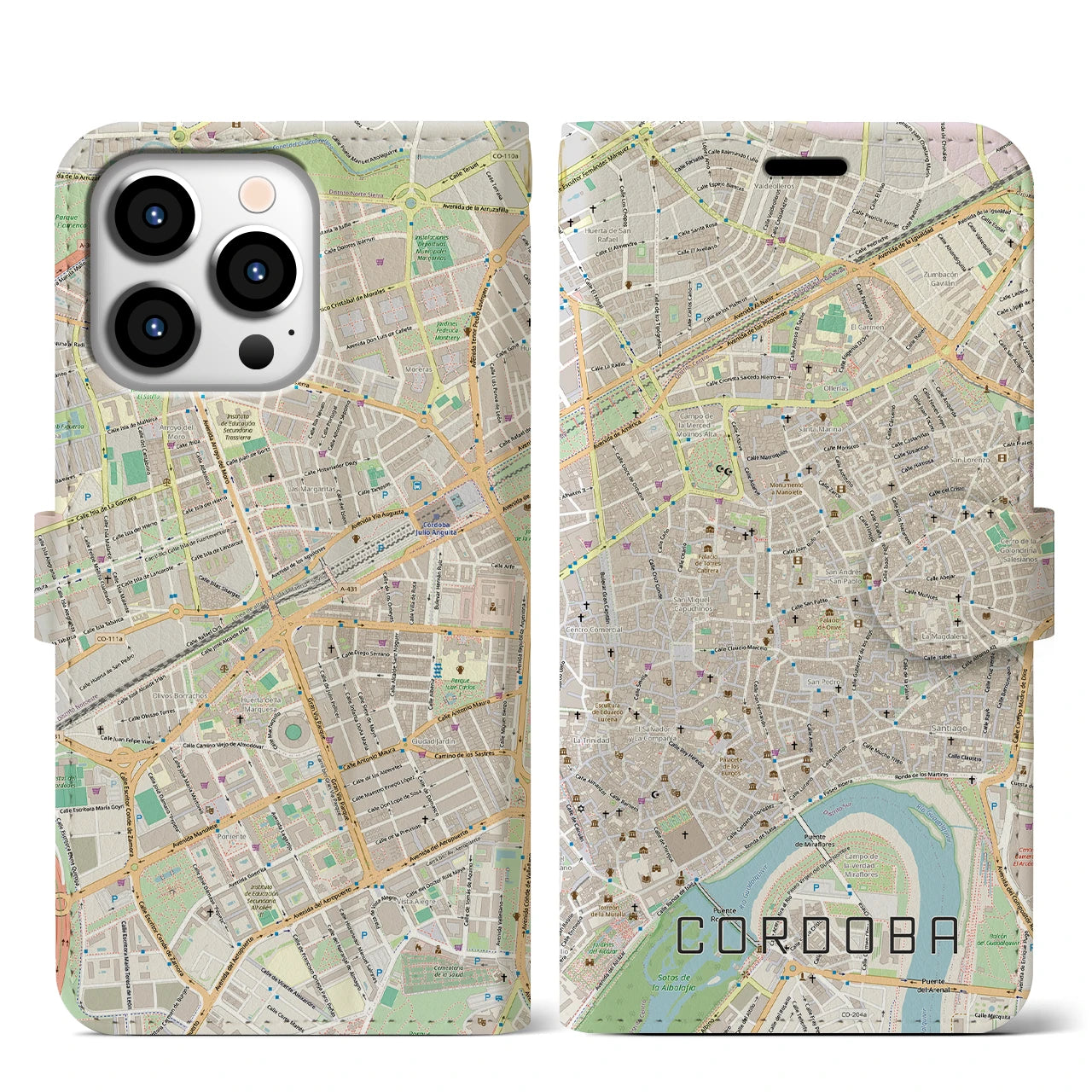 【コルドバ（スペイン）】地図柄iPhoneケース（手帳タイプ）
