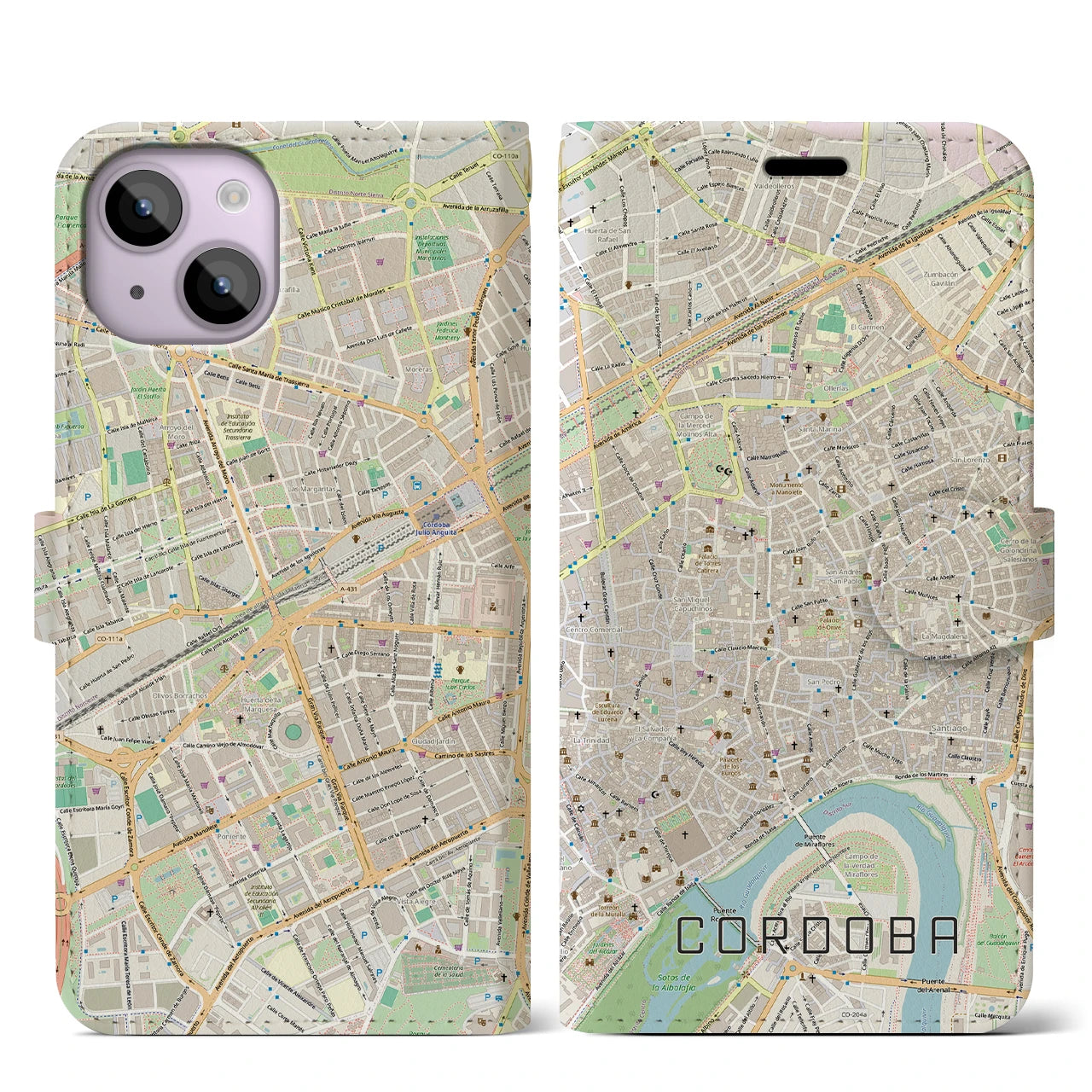 【コルドバ（スペイン）】地図柄iPhoneケース（手帳タイプ）