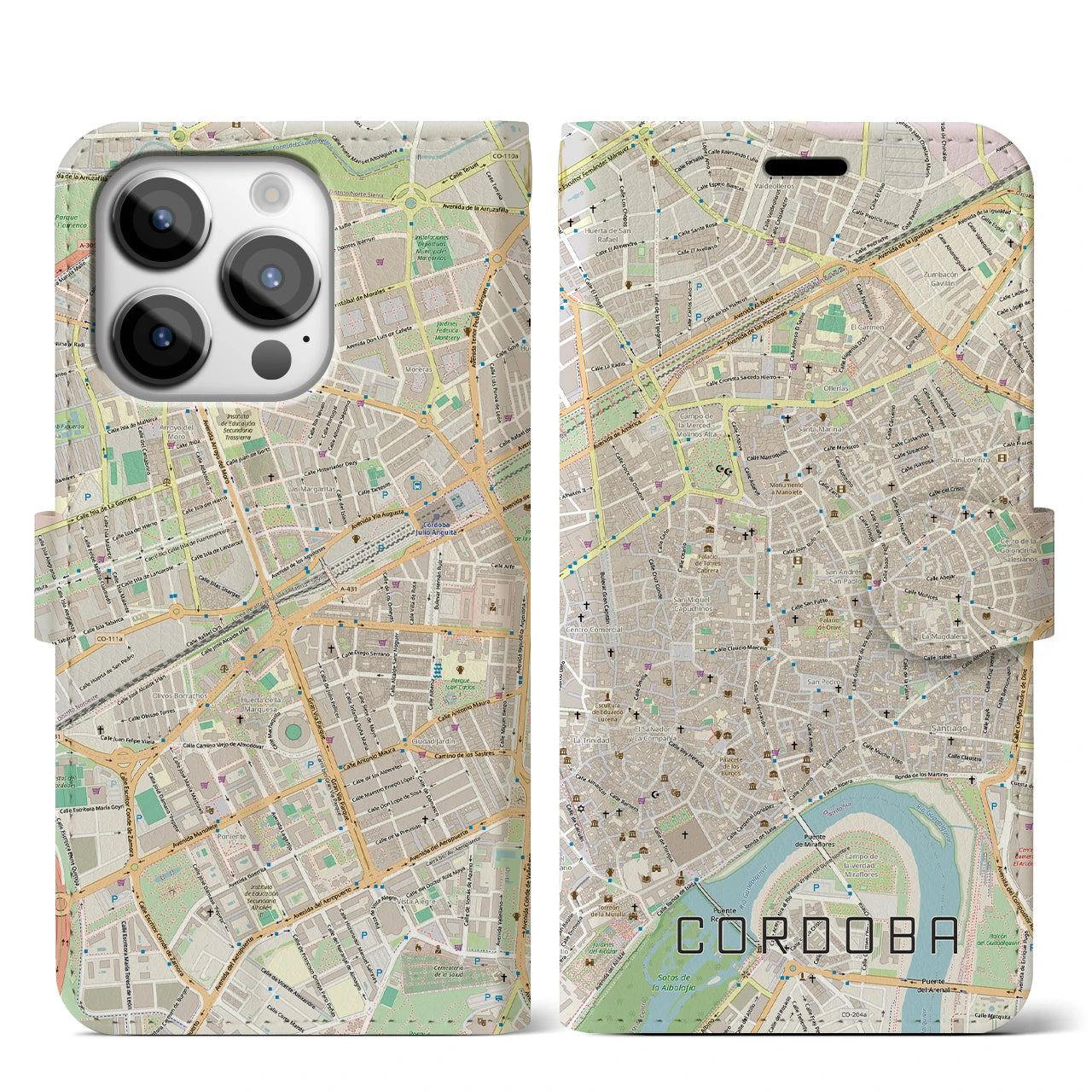 【コルドバ（スペイン）】地図柄iPhoneケース（手帳タイプ）