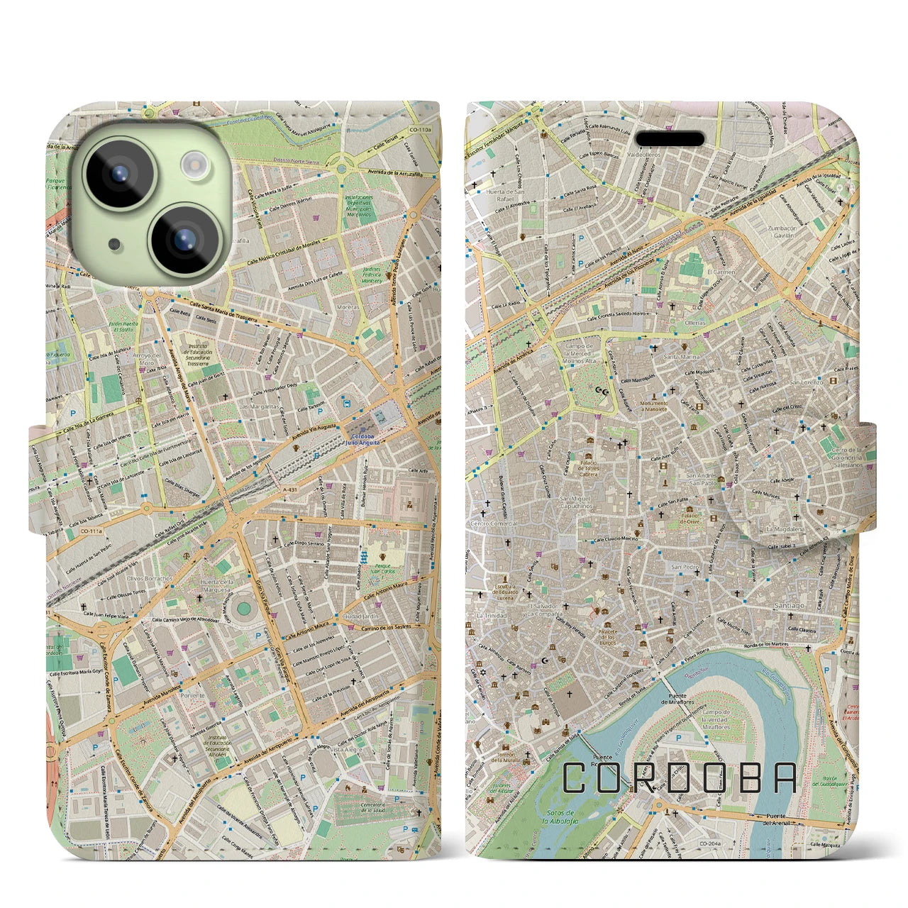 【コルドバ（スペイン）】地図柄iPhoneケース（手帳タイプ）