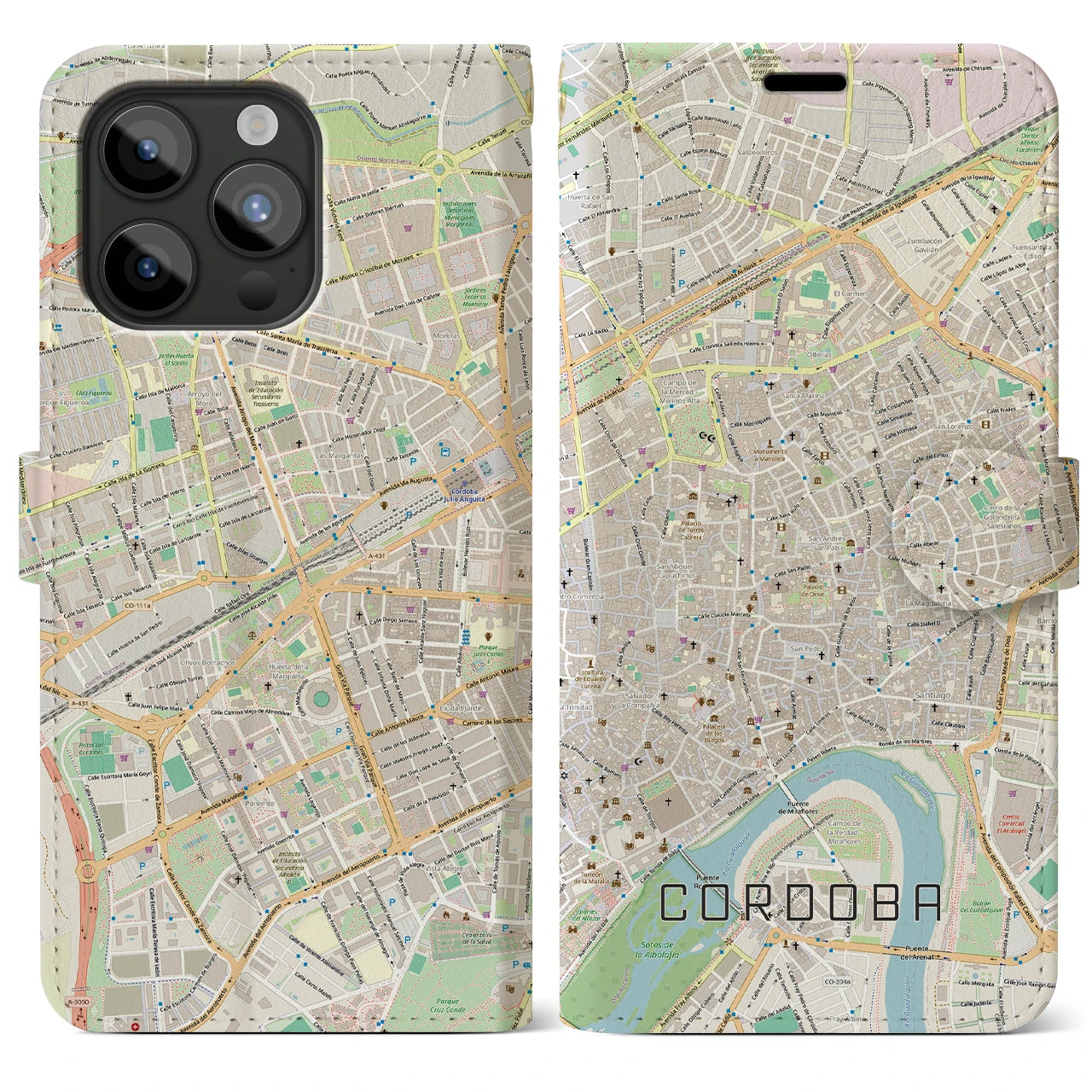 【コルドバ（スペイン）】地図柄iPhoneケース（手帳タイプ）