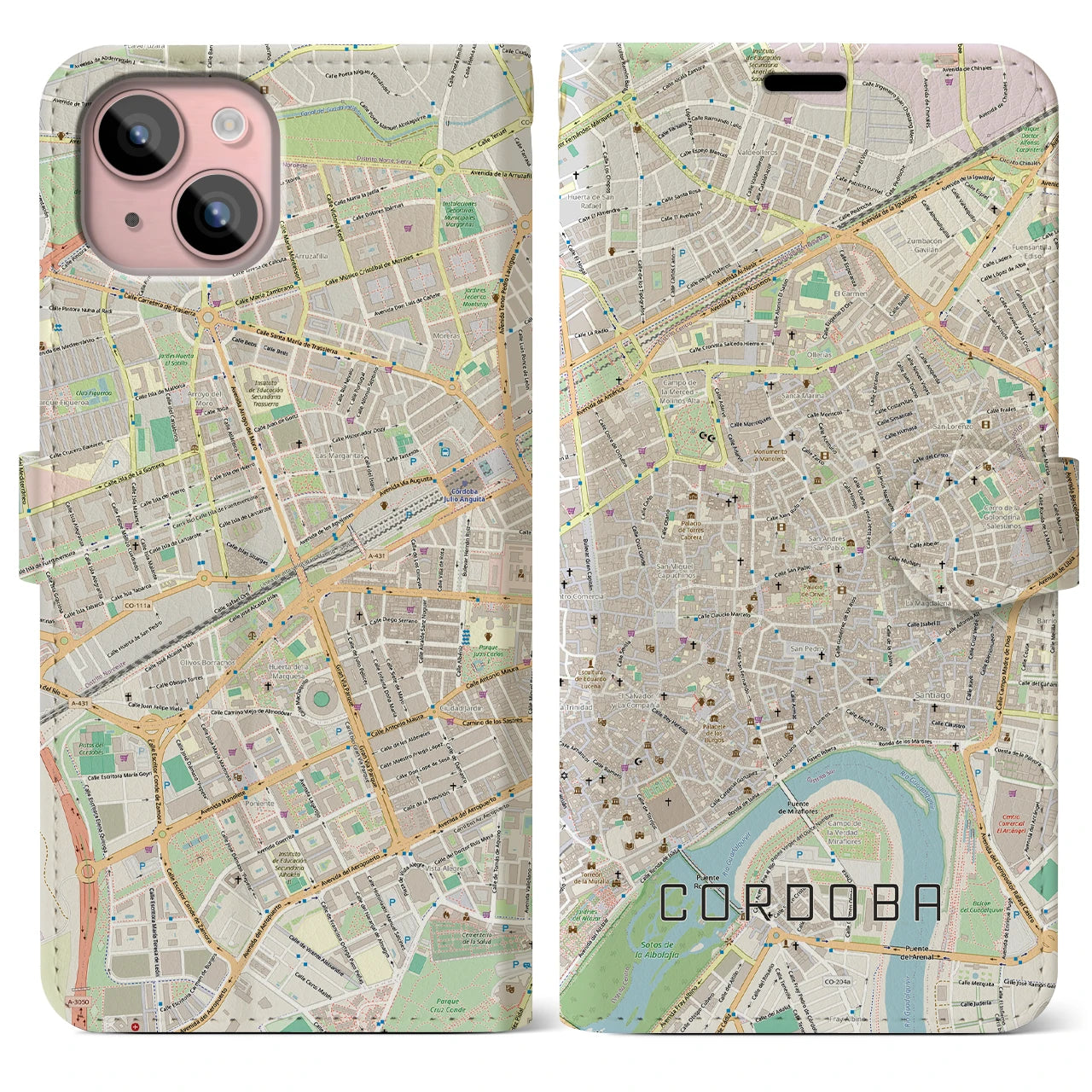 【コルドバ（スペイン）】地図柄iPhoneケース（手帳タイプ）