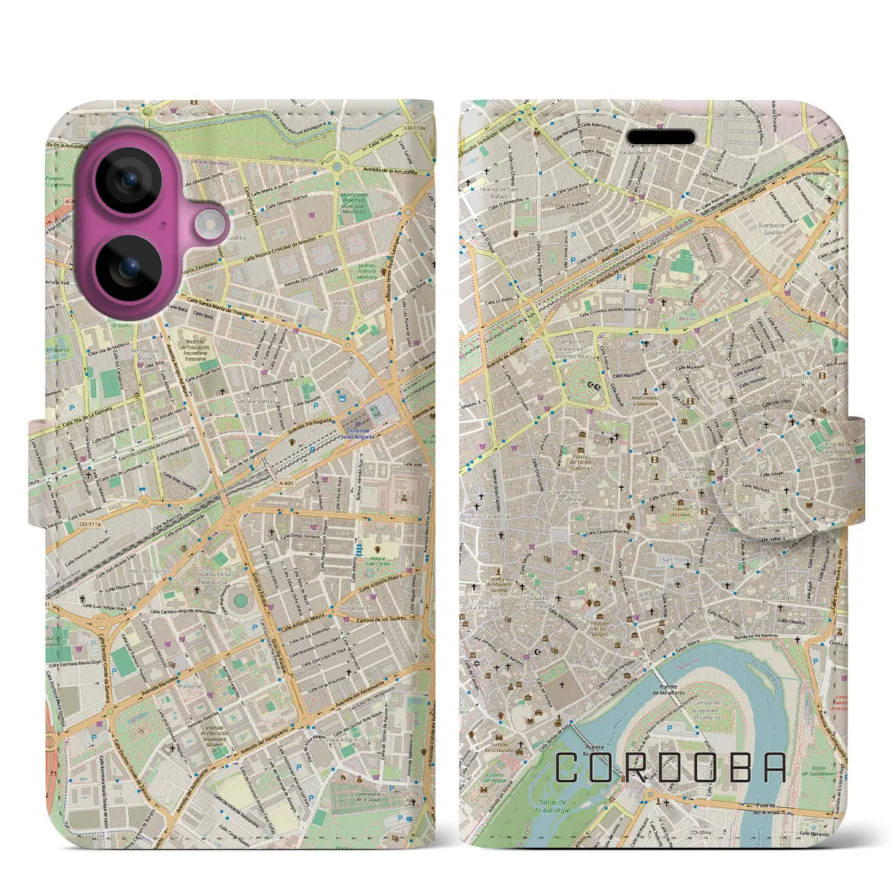 【コルドバ（スペイン）】地図柄iPhoneケース（手帳タイプ）