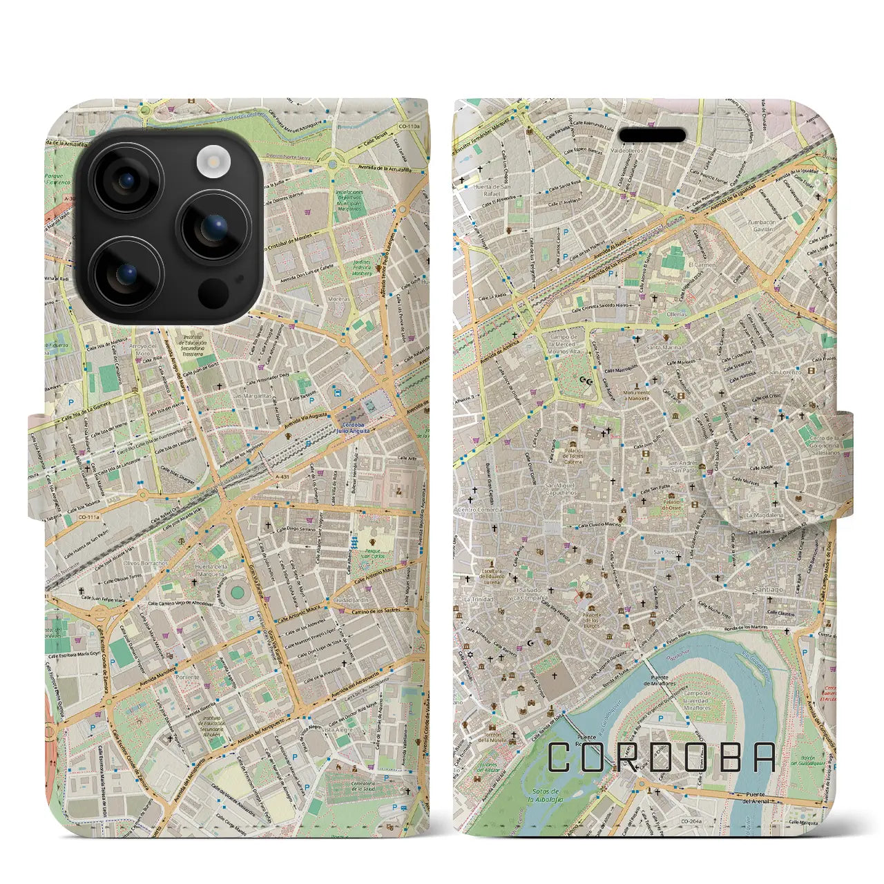 【コルドバ（スペイン）】地図柄iPhoneケース（手帳タイプ）