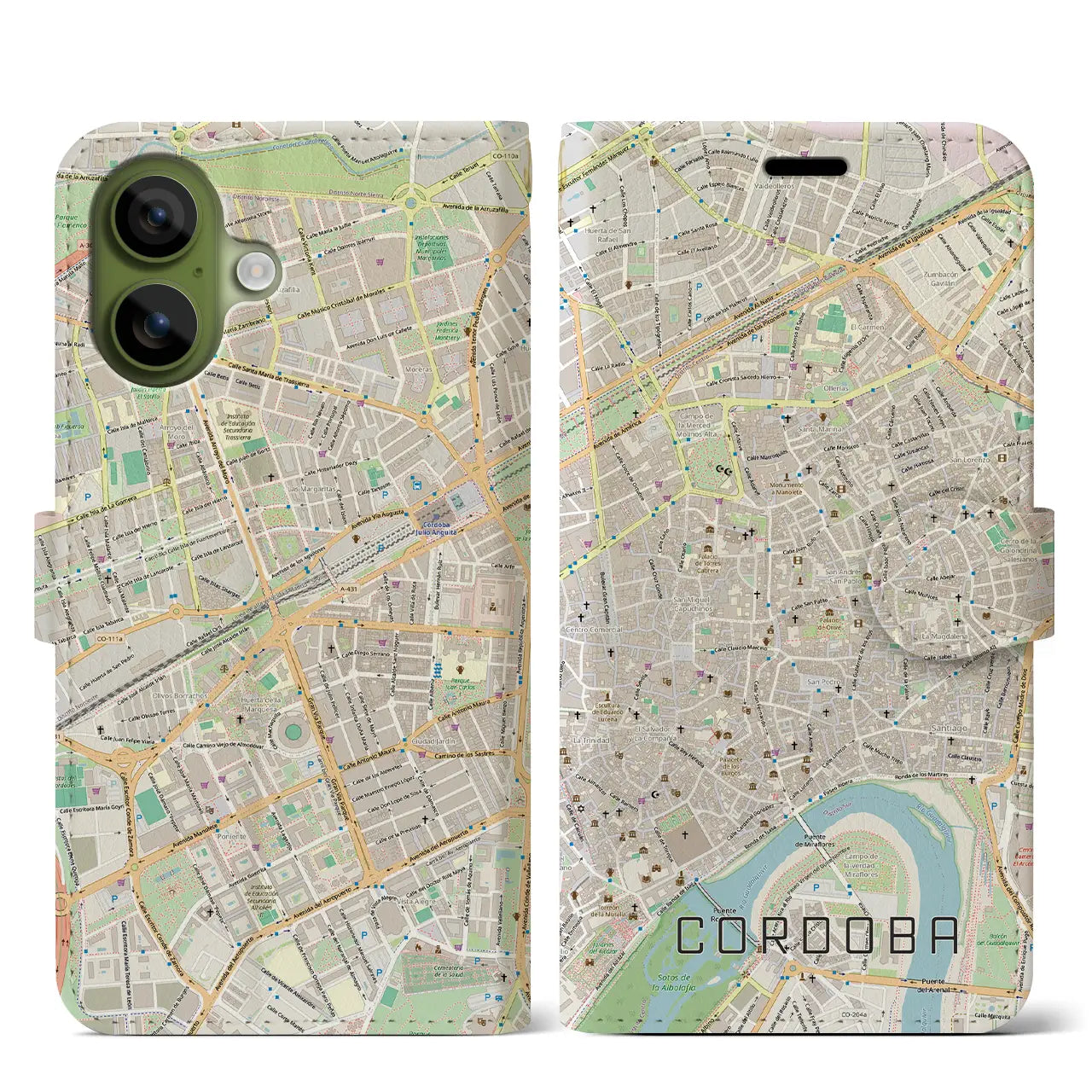 【コルドバ（スペイン）】地図柄iPhoneケース（手帳タイプ）