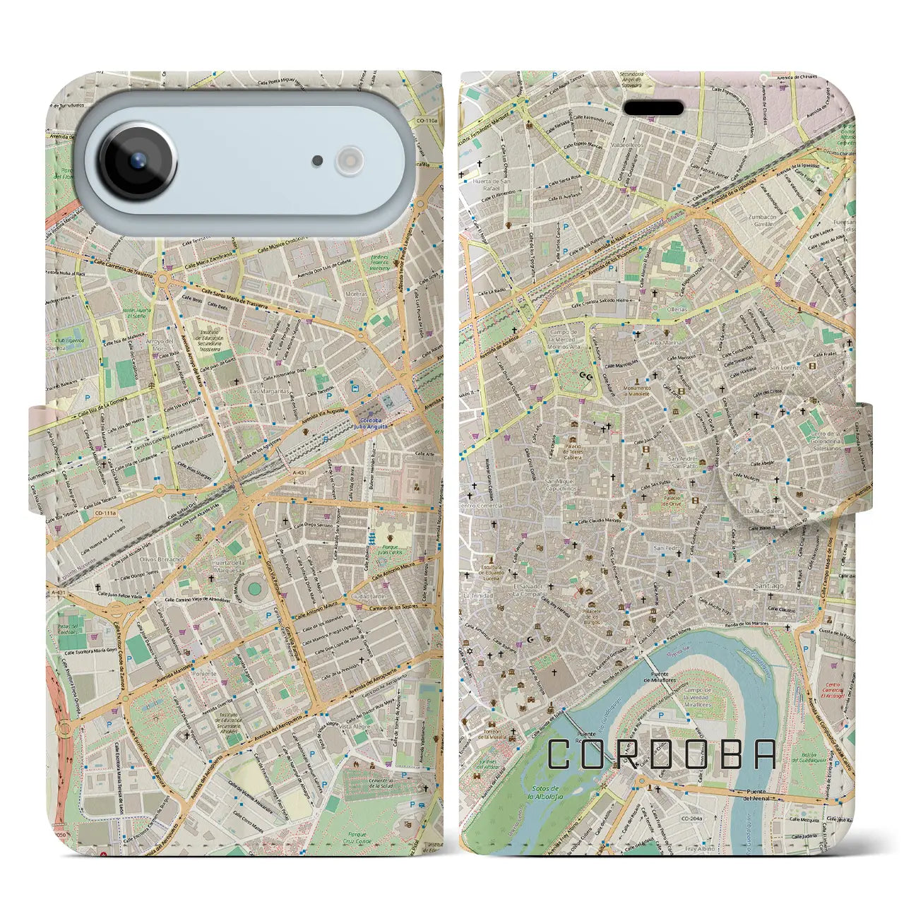 【コルドバ（スペイン）】地図柄iPhoneケース（手帳タイプ）