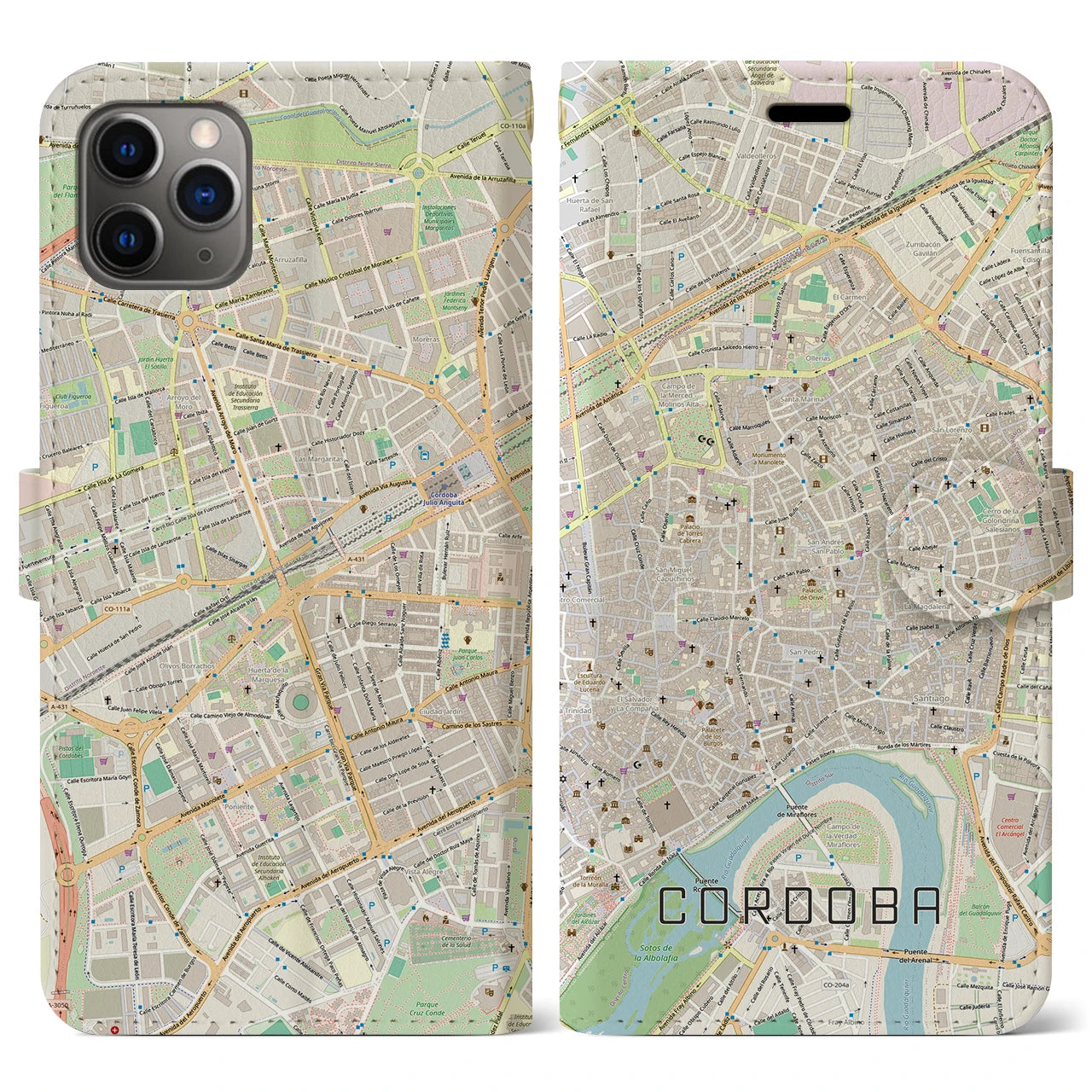 【コルドバ（スペイン）】地図柄iPhoneケース（手帳タイプ）