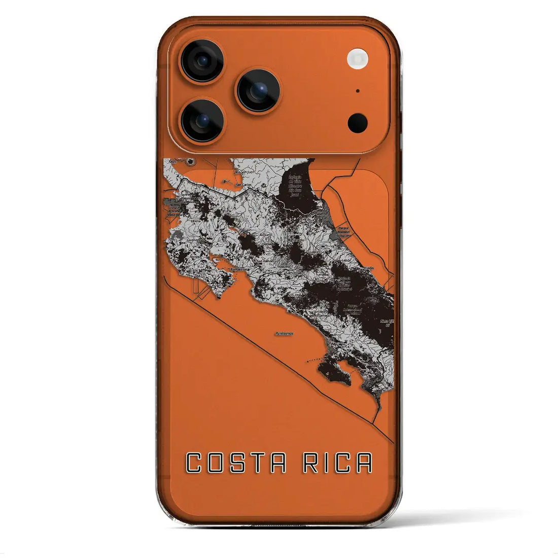 【コスタリカ】地図柄iPhoneケース（クリアタイプ）モノトーン・iPhone 17 Pro Max 用