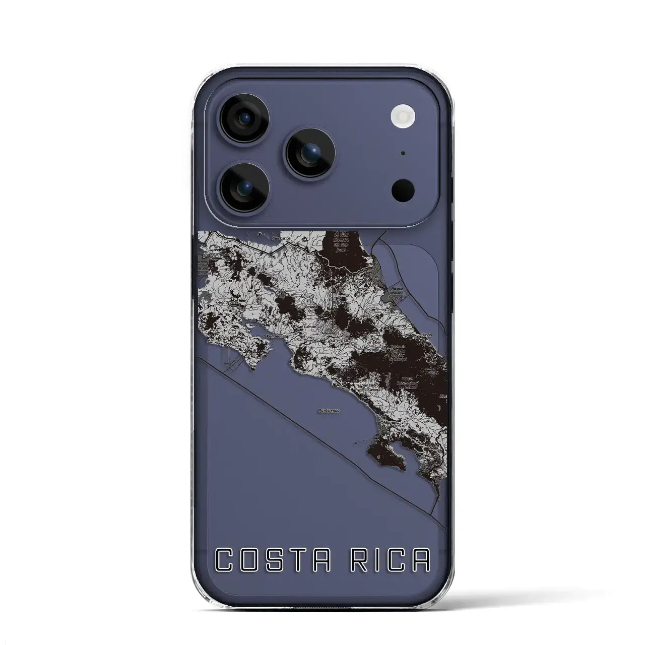 【コスタリカ】地図柄iPhoneケース（クリアタイプ）モノトーン・iPhone 17 Pro Max 用