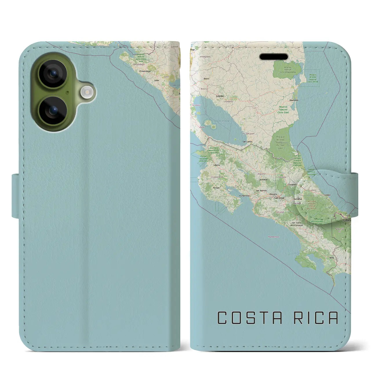 【コスタリカ】地図柄iPhoneケース（手帳タイプ）ナチュラル・iPhone 17 Pro Max 用