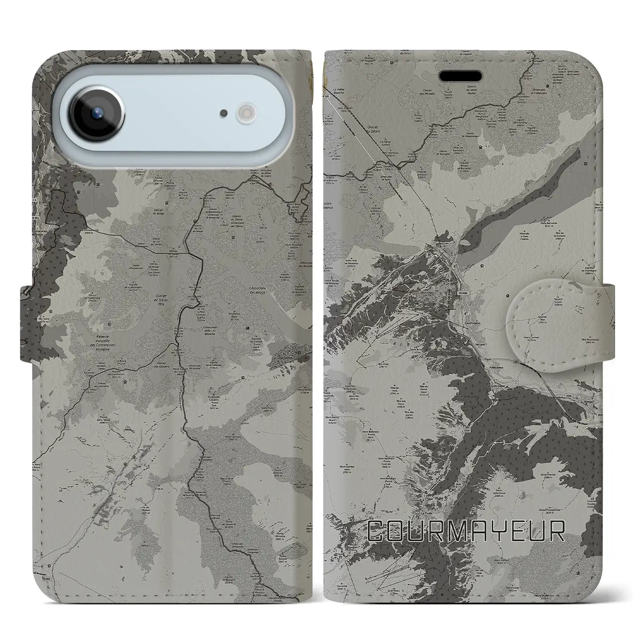 【クールマイユール（イタリア）】地図柄iPhoneケース（手帳タイプ）