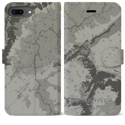 【クールマイユール（イタリア）】地図柄iPhoneケース（手帳タイプ）モノトーン・iPhone 8Plus /7Plus / 6sPlus / 6Plus 用
