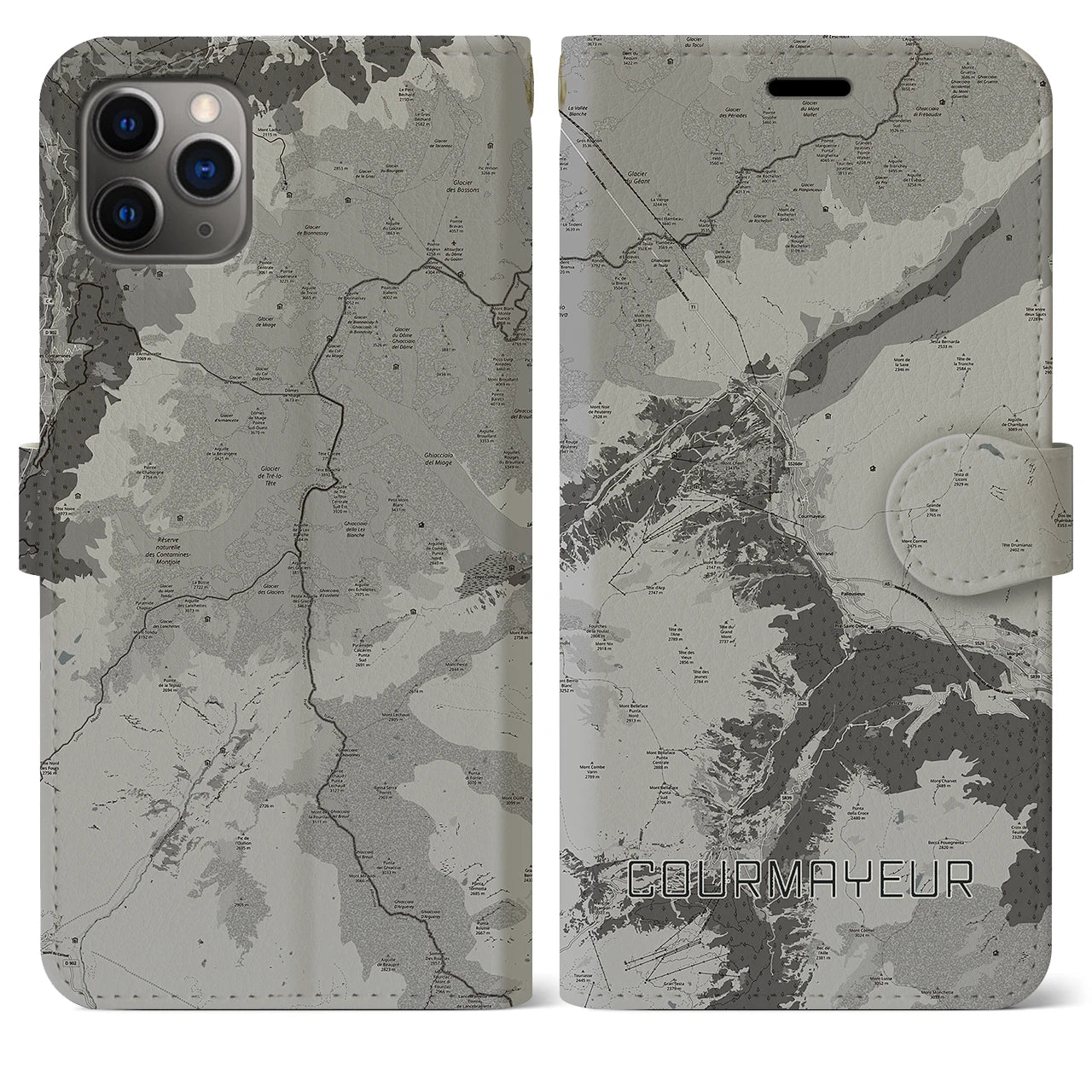 【クールマイユール（イタリア）】地図柄iPhoneケース（手帳タイプ）