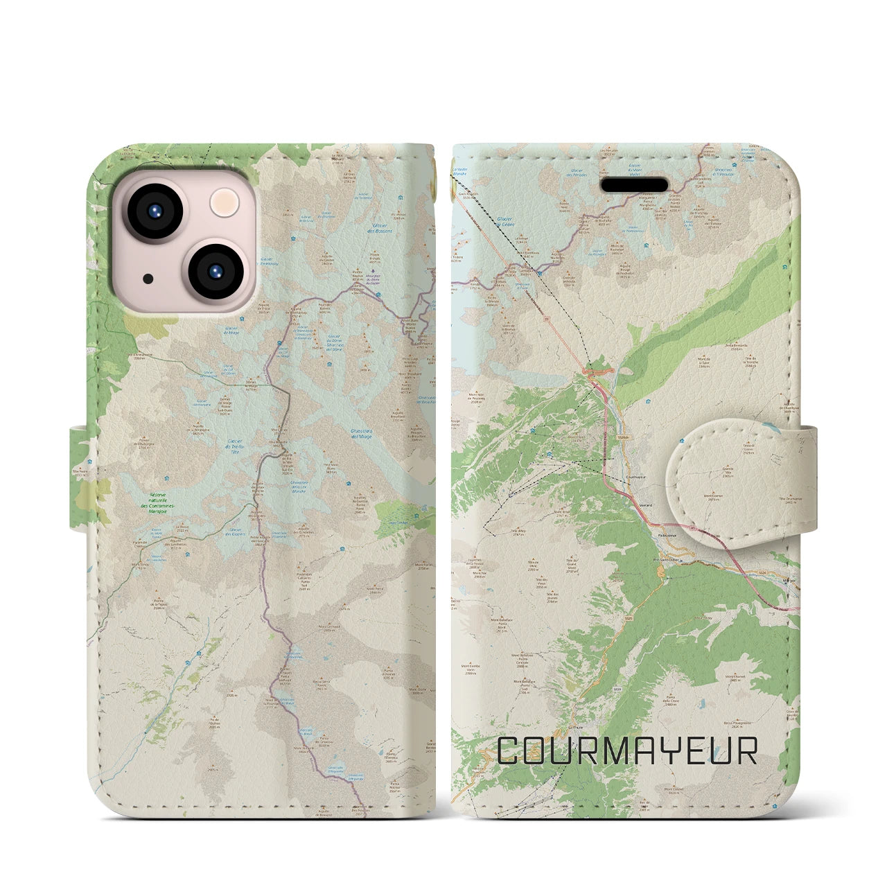 【クールマイユール（イタリア）】地図柄iPhoneケース（手帳タイプ）