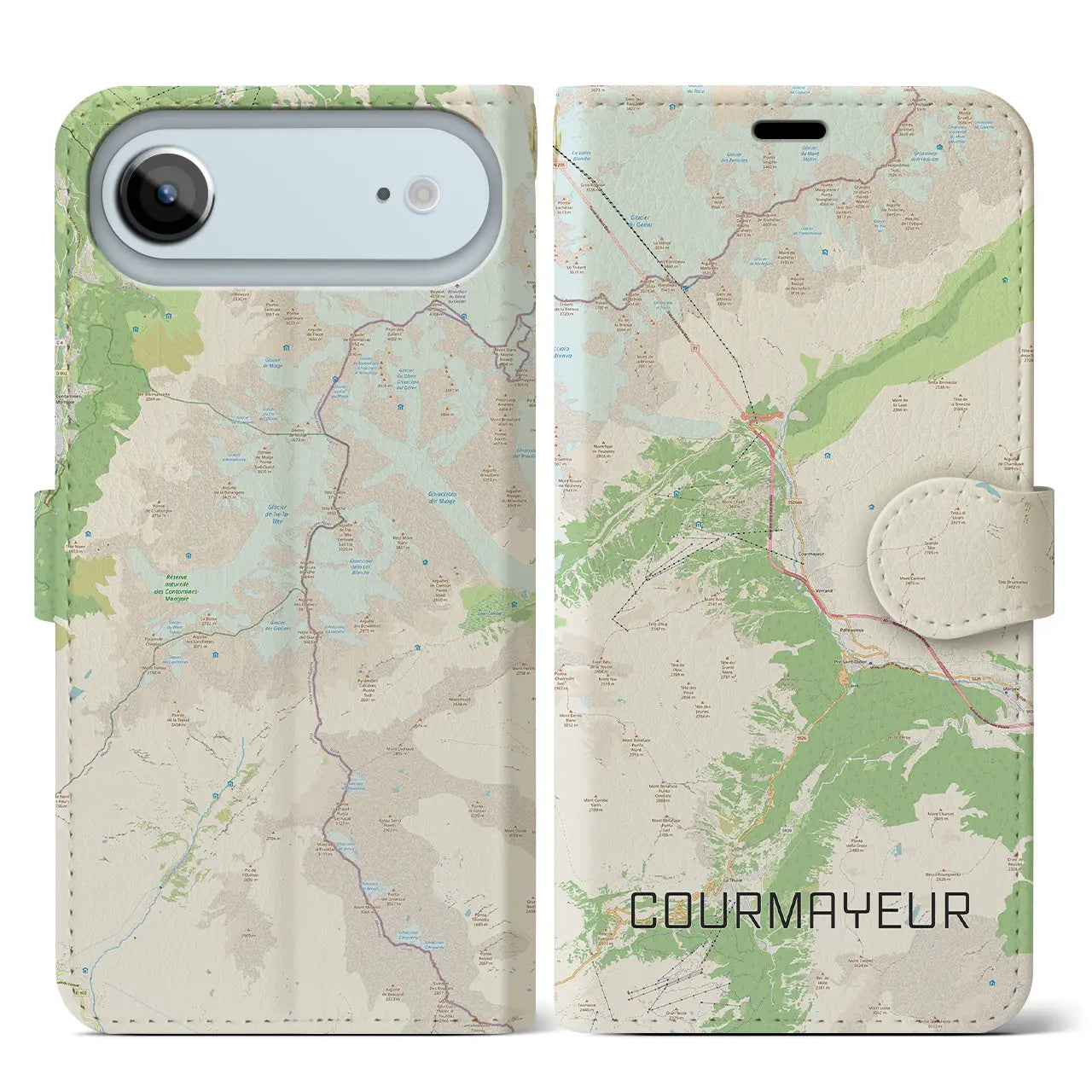 【クールマイユール（イタリア）】地図柄iPhoneケース（手帳タイプ）