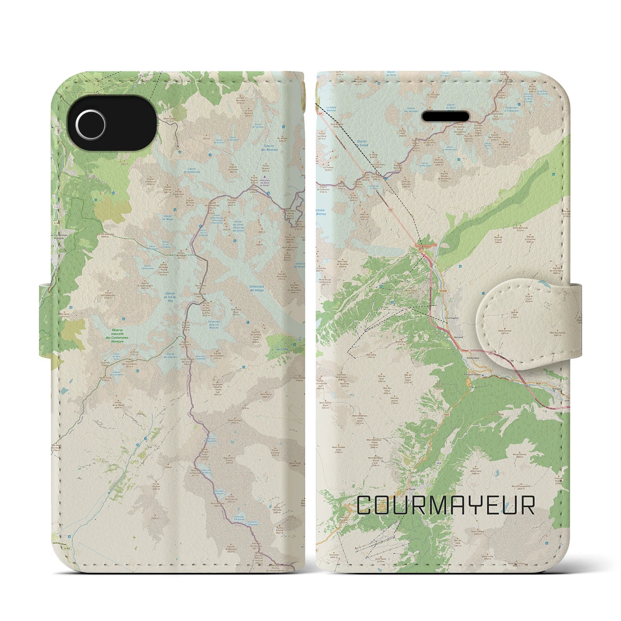 【クールマイユール（イタリア）】地図柄iPhoneケース（手帳タイプ）