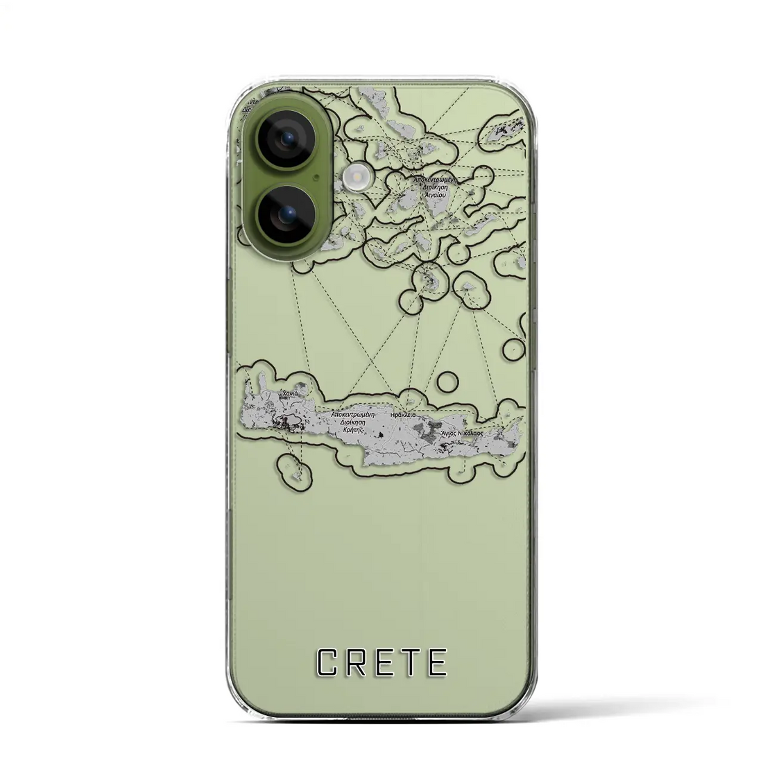 【クレタ島（ギリシャ）】地図柄iPhoneケース（クリアタイプ）モノトーン・iPhone 17 Pro Max 用