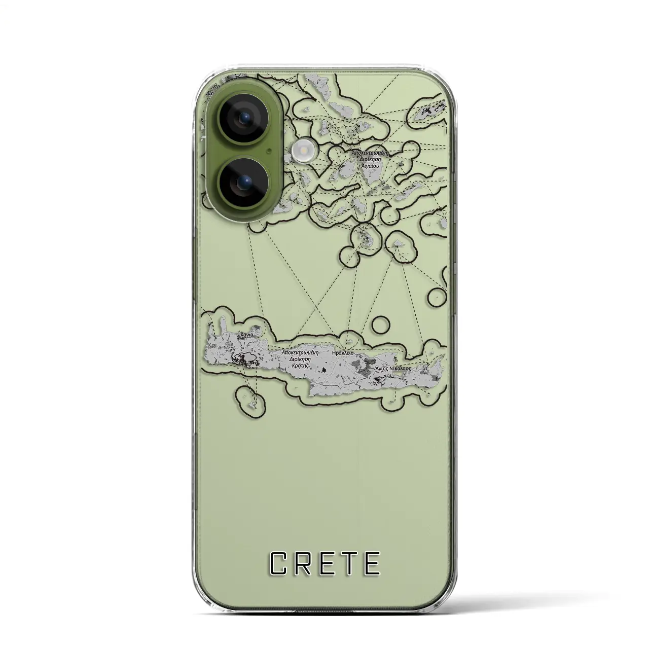 【クレタ島（ギリシャ）】地図柄iPhoneケース（クリアタイプ）モノトーン・iPhone 17 Pro Max 用
