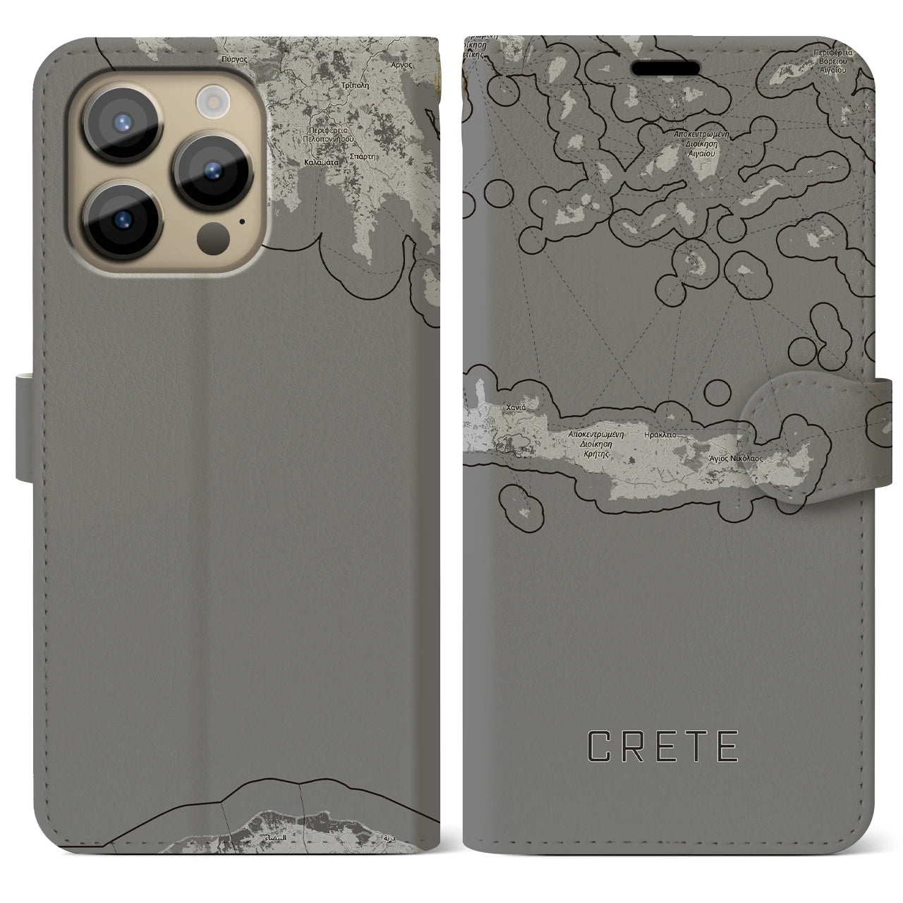 【クレタ島（ギリシャ）】地図柄iPhoneケース（手帳タイプ）