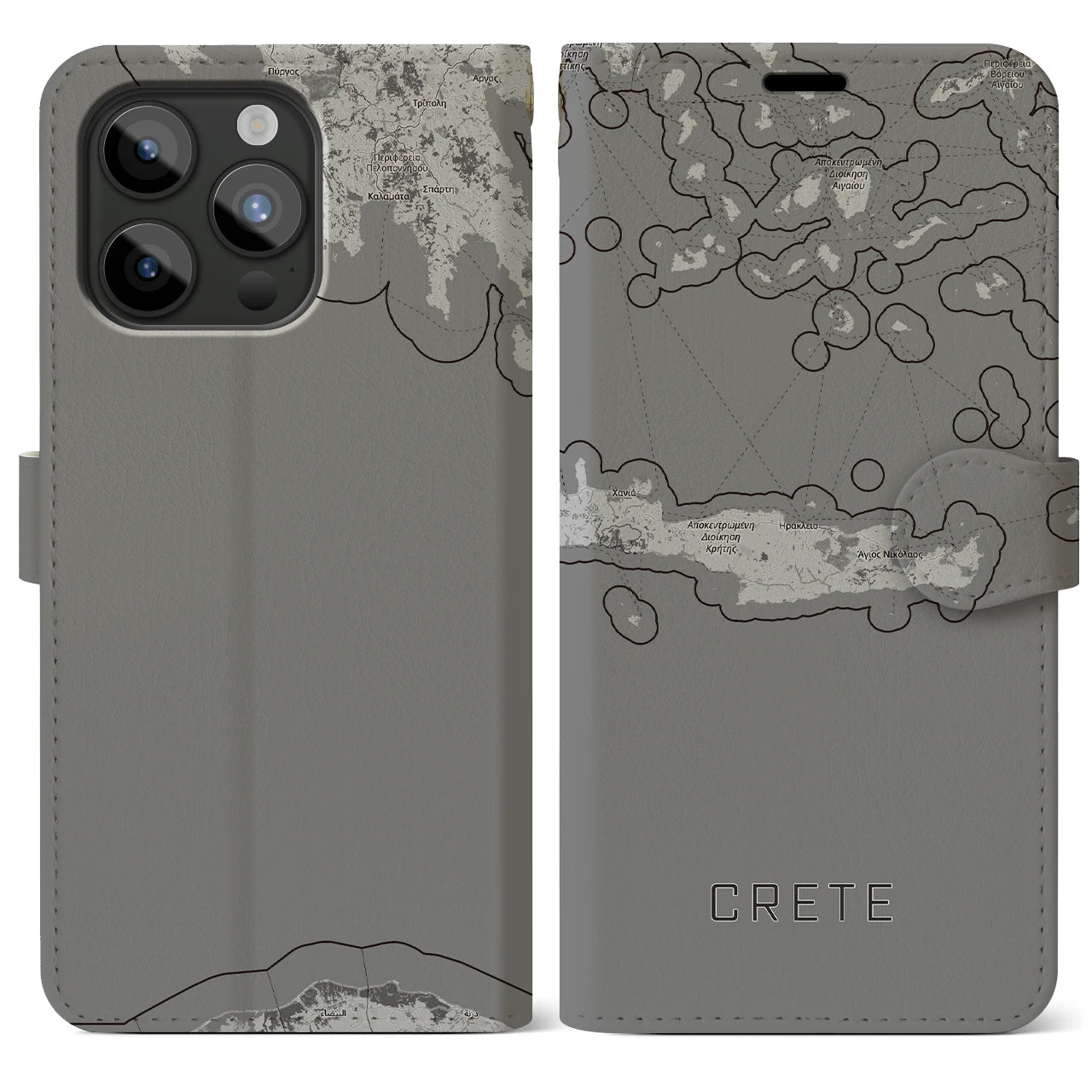 【クレタ島（ギリシャ）】地図柄iPhoneケース（手帳タイプ）