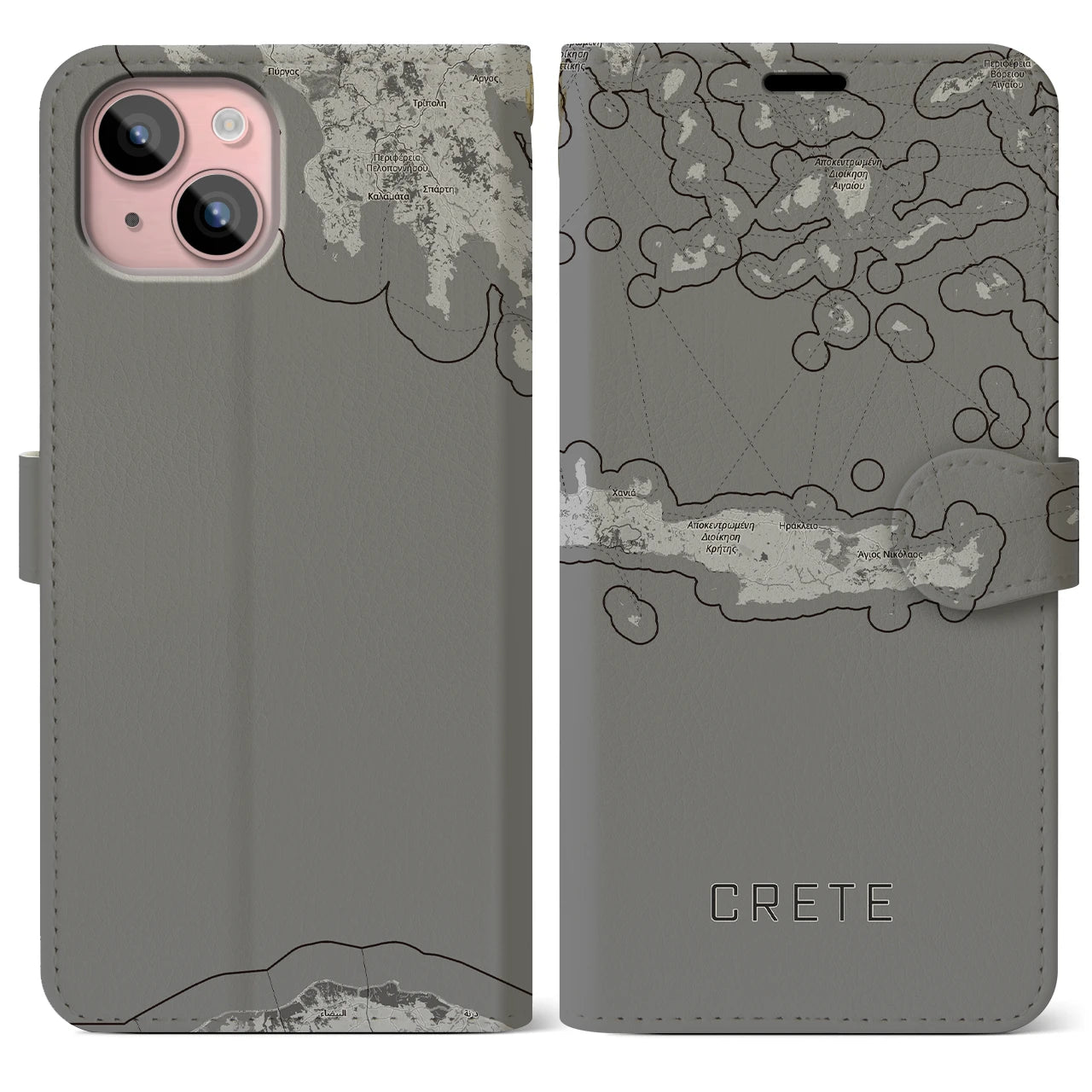 【クレタ島（ギリシャ）】地図柄iPhoneケース（手帳タイプ）