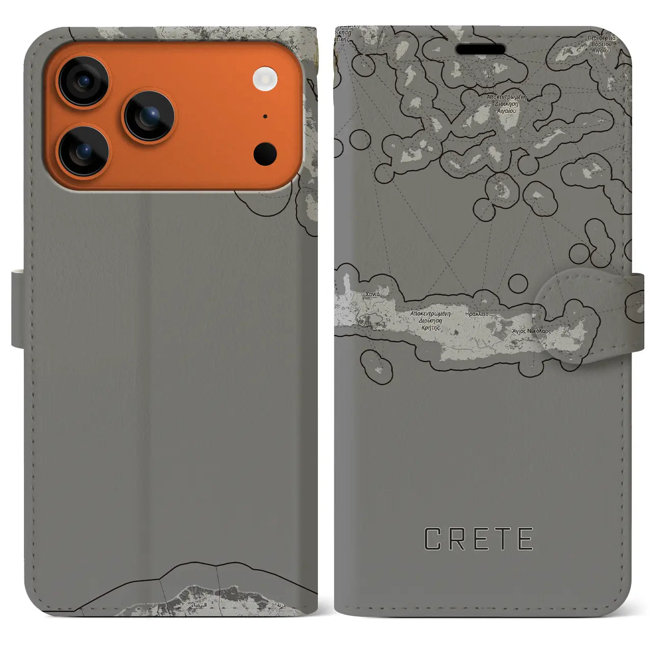 【クレタ島（ギリシャ）】地図柄iPhoneケース（手帳タイプ）