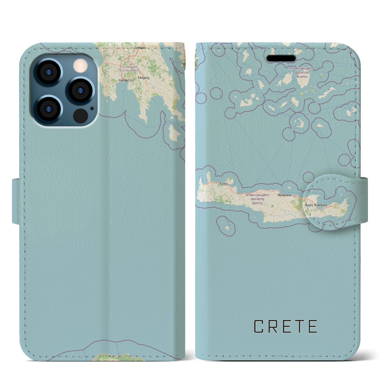 【クレタ島（ギリシャ）】地図柄iPhoneケース（手帳タイプ）