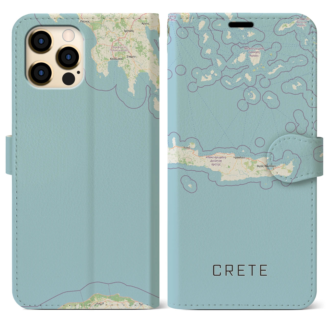 【クレタ島（ギリシャ）】地図柄iPhoneケース（手帳タイプ）