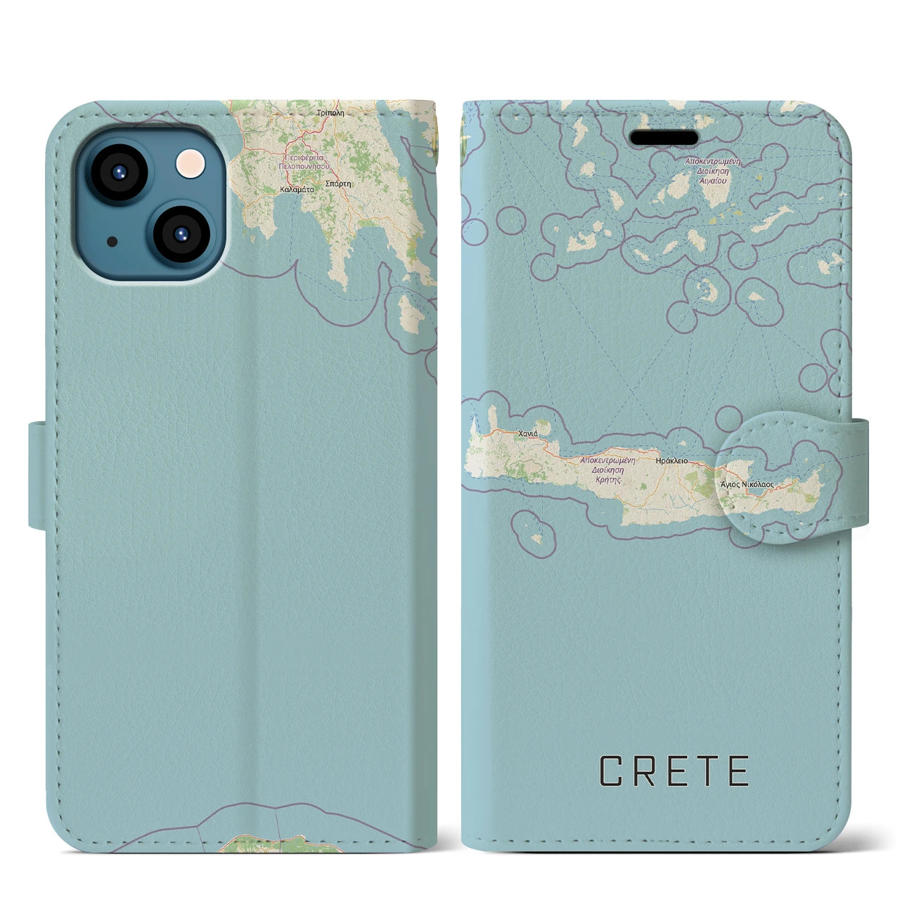 【クレタ島（ギリシャ）】地図柄iPhoneケース（手帳タイプ）