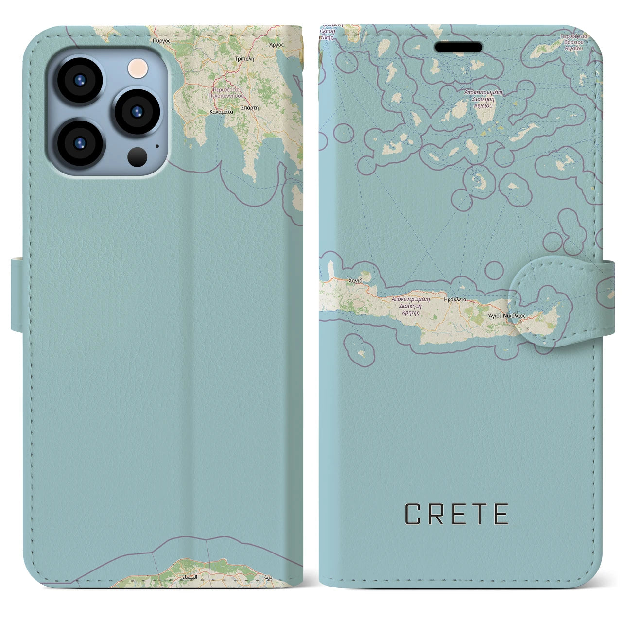 【クレタ島（ギリシャ）】地図柄iPhoneケース（手帳タイプ）