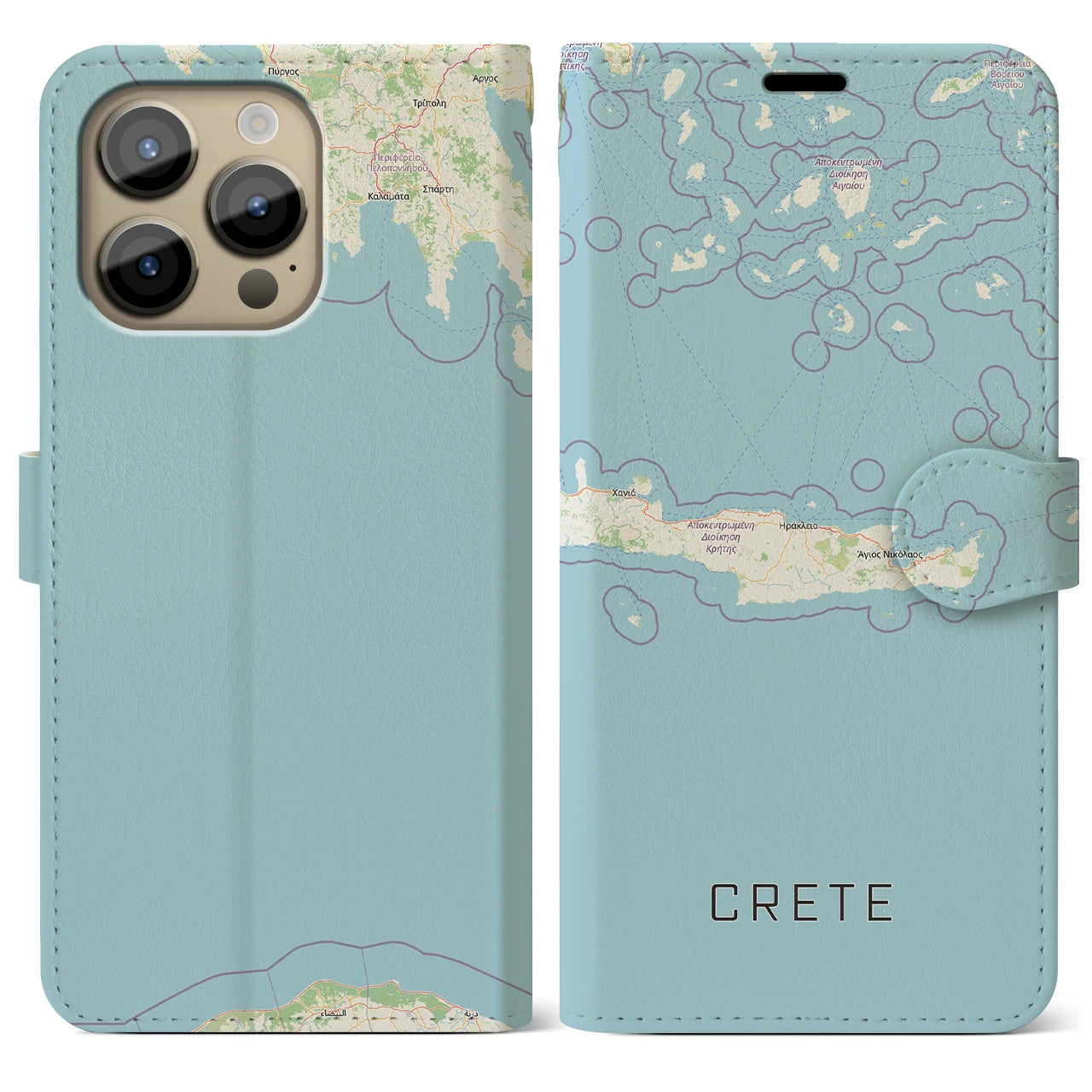 【クレタ島（ギリシャ）】地図柄iPhoneケース（手帳タイプ）