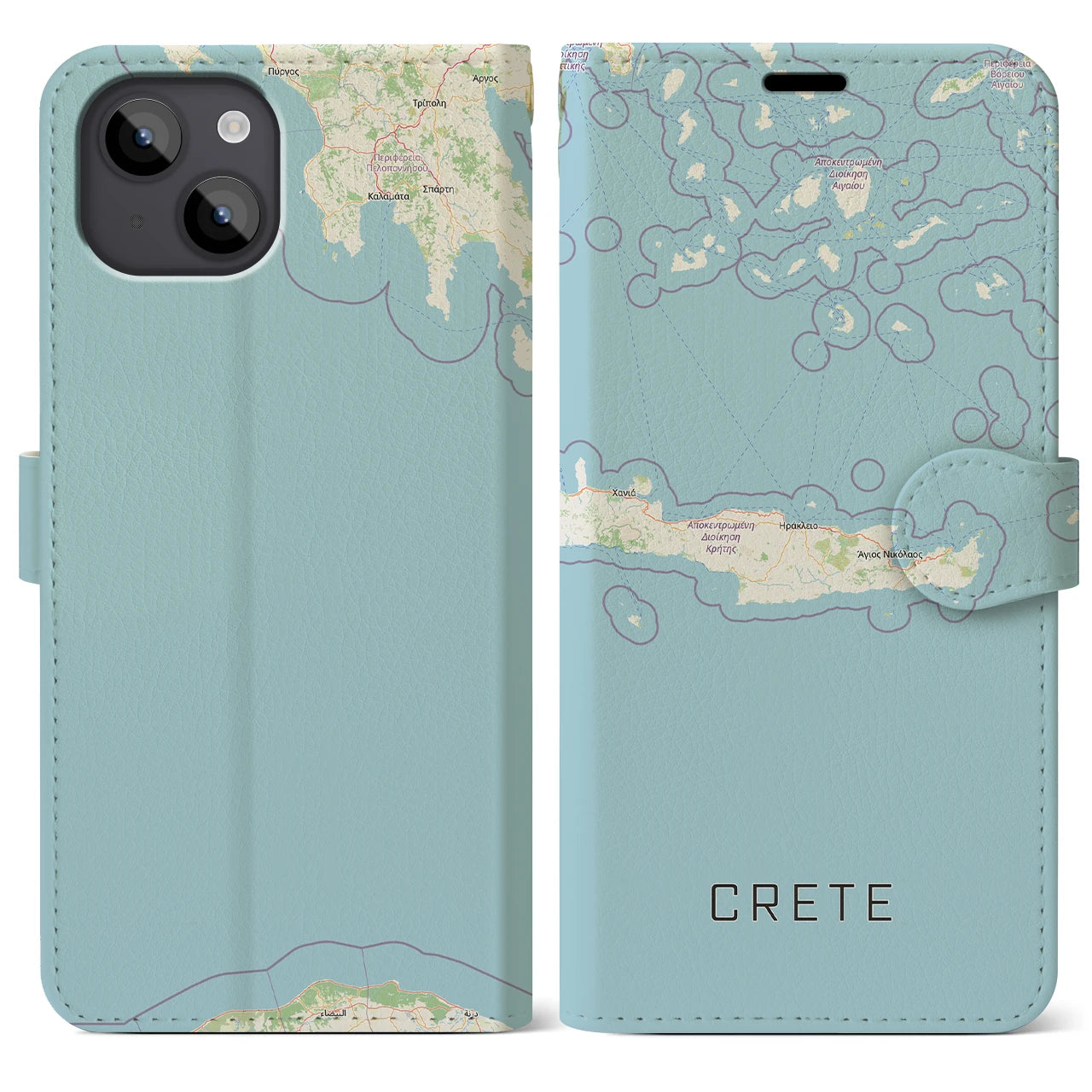 【クレタ島（ギリシャ）】地図柄iPhoneケース（手帳タイプ）