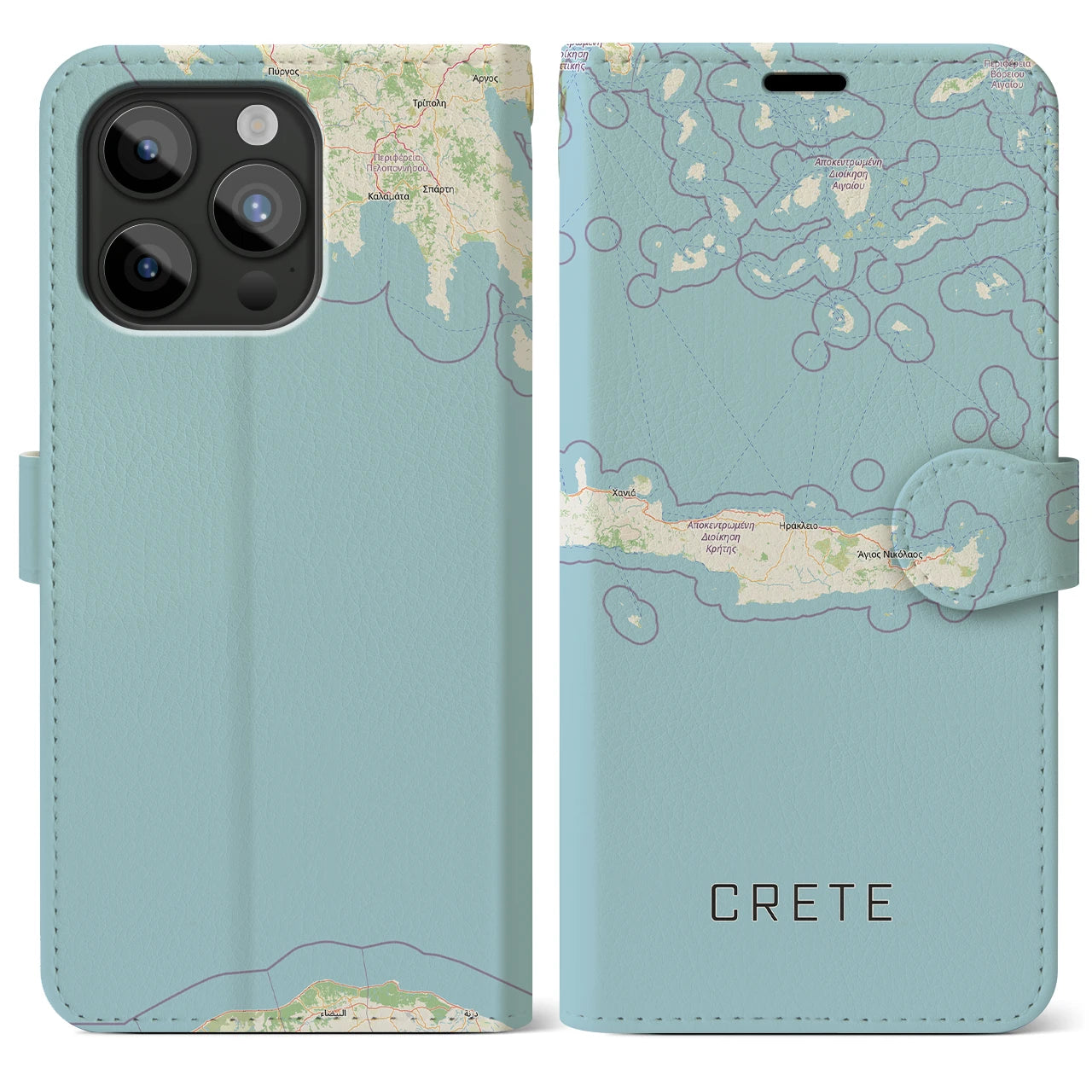 【クレタ島（ギリシャ）】地図柄iPhoneケース（手帳タイプ）