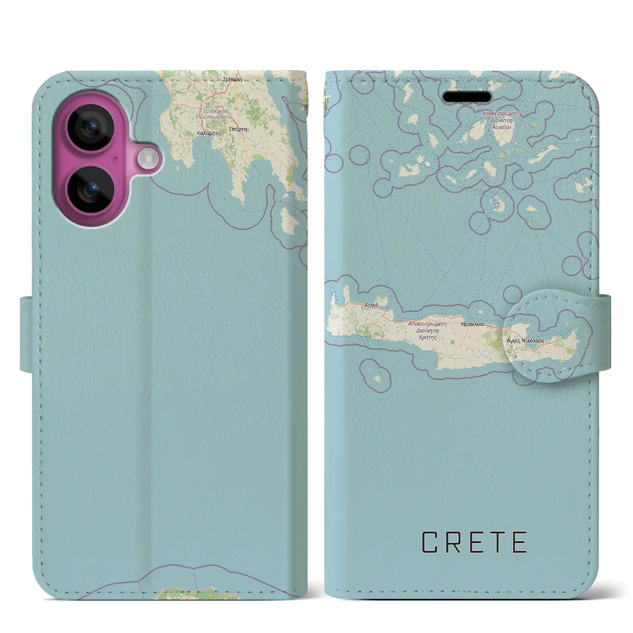 【クレタ島（ギリシャ）】地図柄iPhoneケース（手帳タイプ）