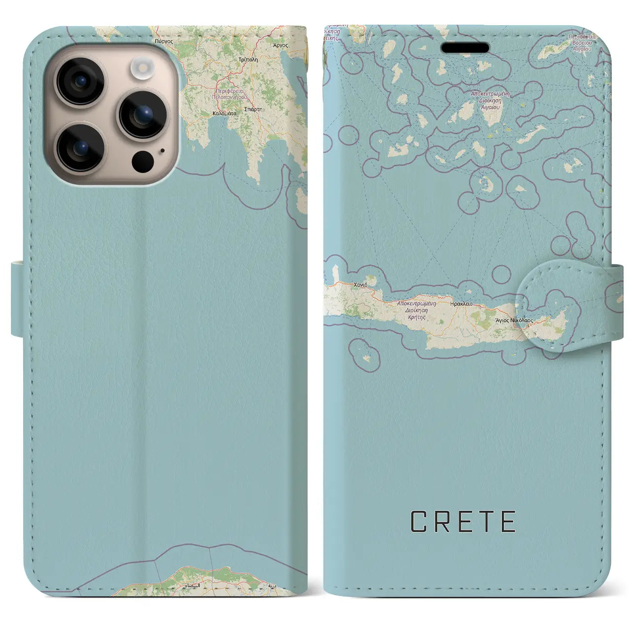 【クレタ島（ギリシャ）】地図柄iPhoneケース（手帳タイプ）