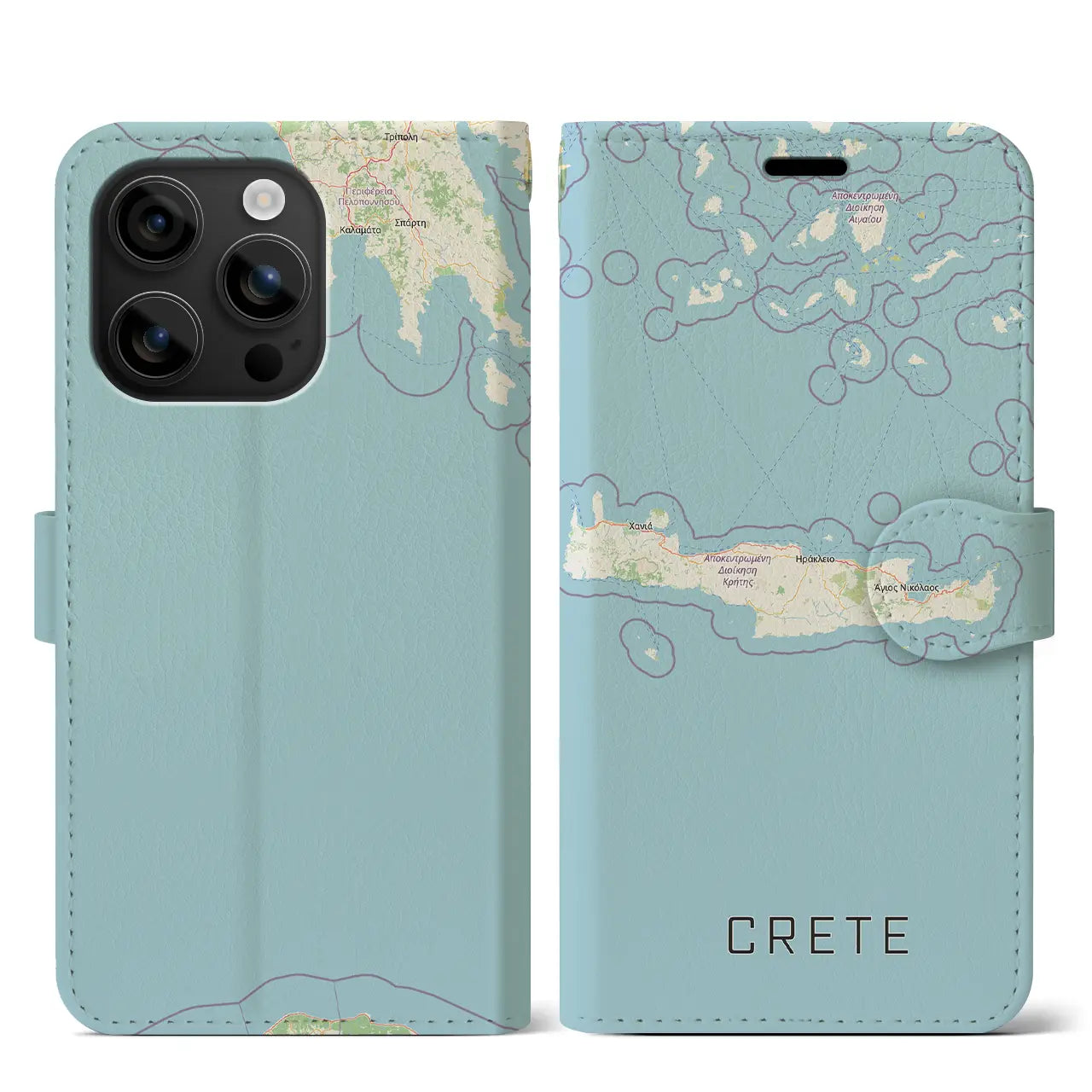 【クレタ島（ギリシャ）】地図柄iPhoneケース（手帳タイプ）