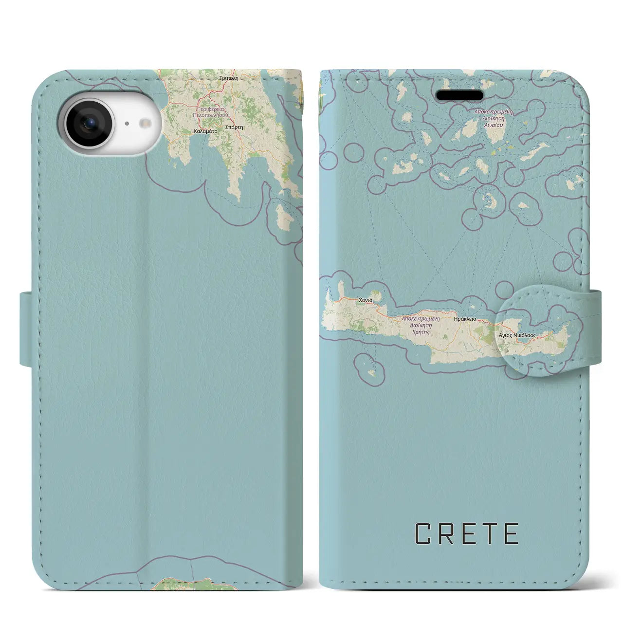 【クレタ島（ギリシャ）】地図柄iPhoneケース（手帳タイプ）