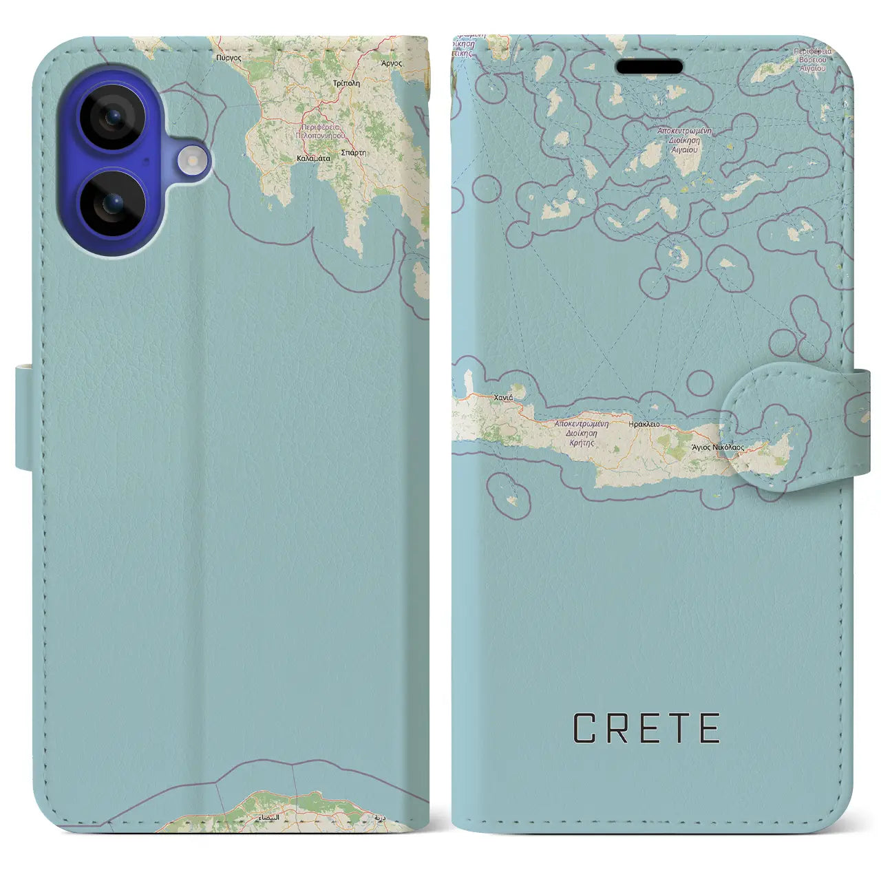 【クレタ島（ギリシャ）】地図柄iPhoneケース（手帳タイプ）