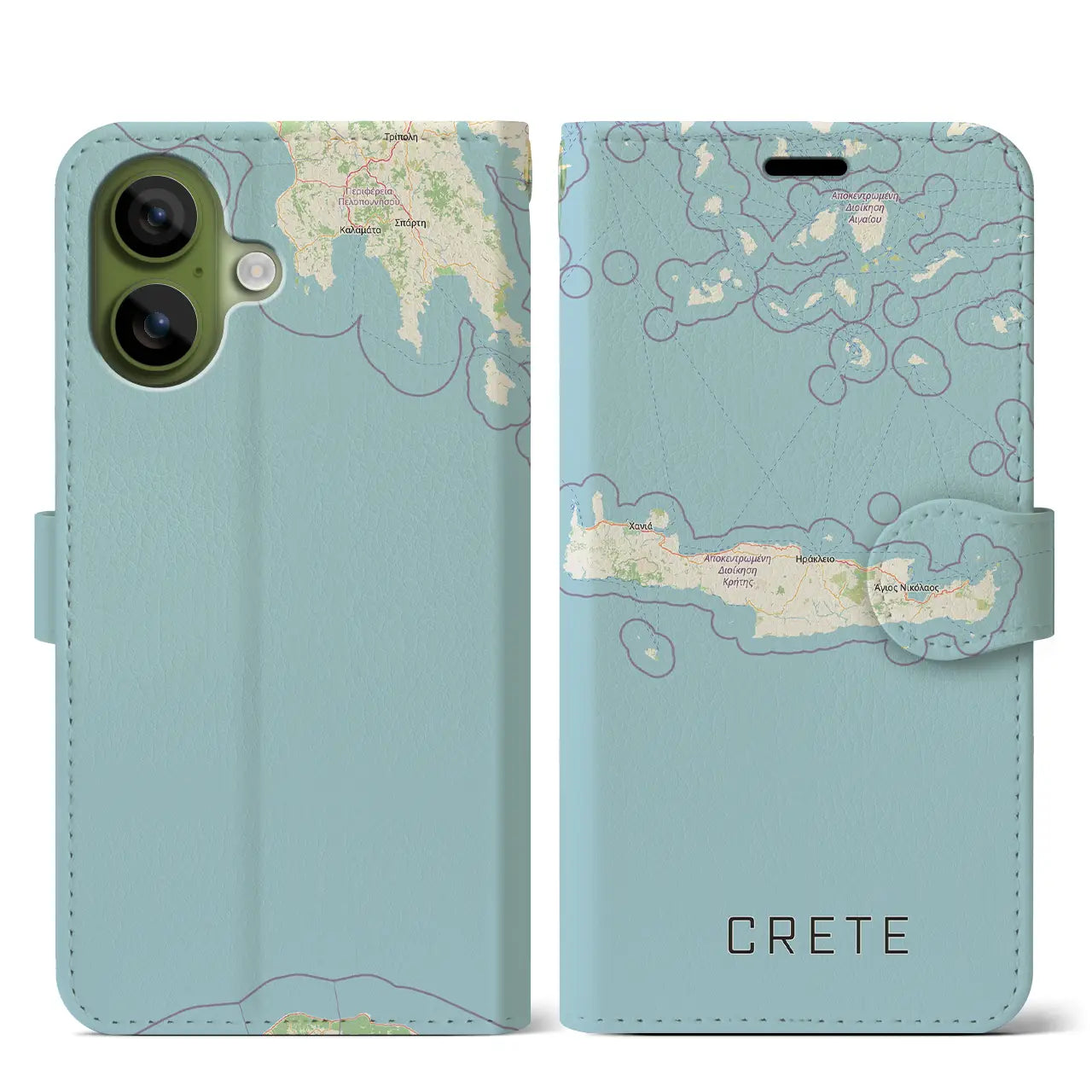 【クレタ島（ギリシャ）】地図柄iPhoneケース（手帳タイプ）