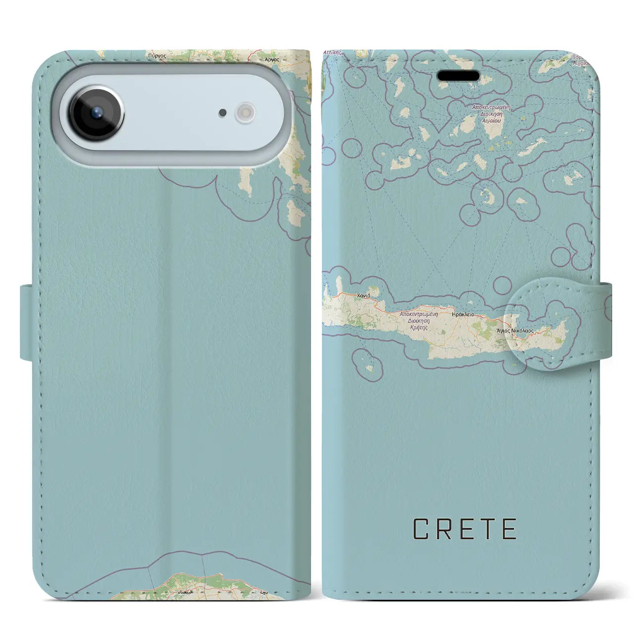 【クレタ島（ギリシャ）】地図柄iPhoneケース（手帳タイプ）モノトーン・iPhone 17 Pro Max 用