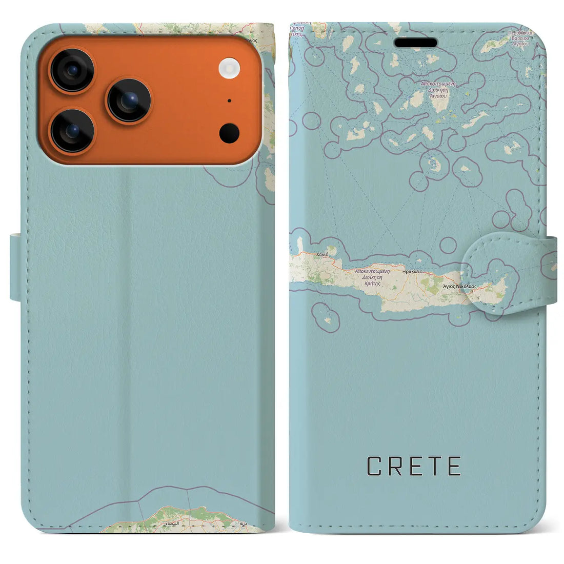 【クレタ島（ギリシャ）】地図柄iPhoneケース（手帳タイプ）ナチュラル・iPhone 17 Pro Max 用