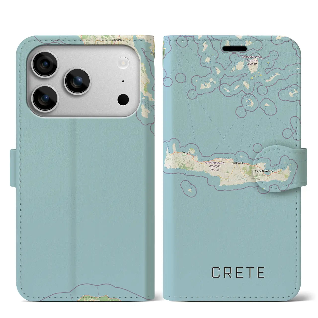 【クレタ島（ギリシャ）】地図柄iPhoneケース（手帳タイプ）
