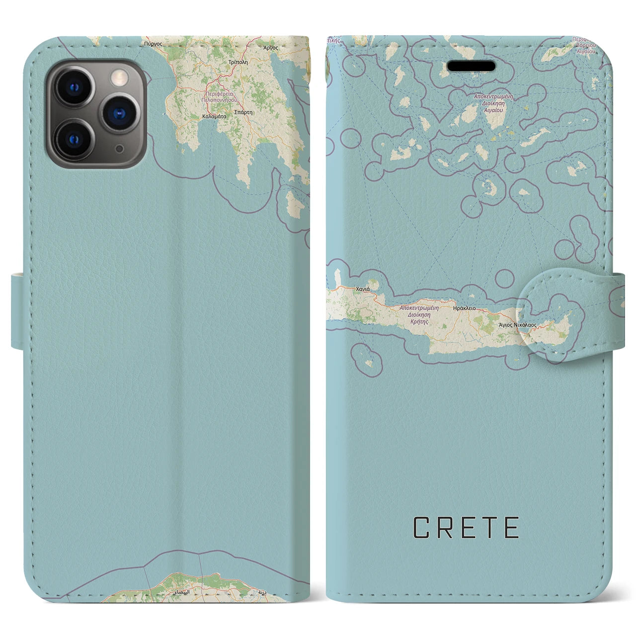 【クレタ島（ギリシャ）】地図柄iPhoneケース（手帳タイプ）
