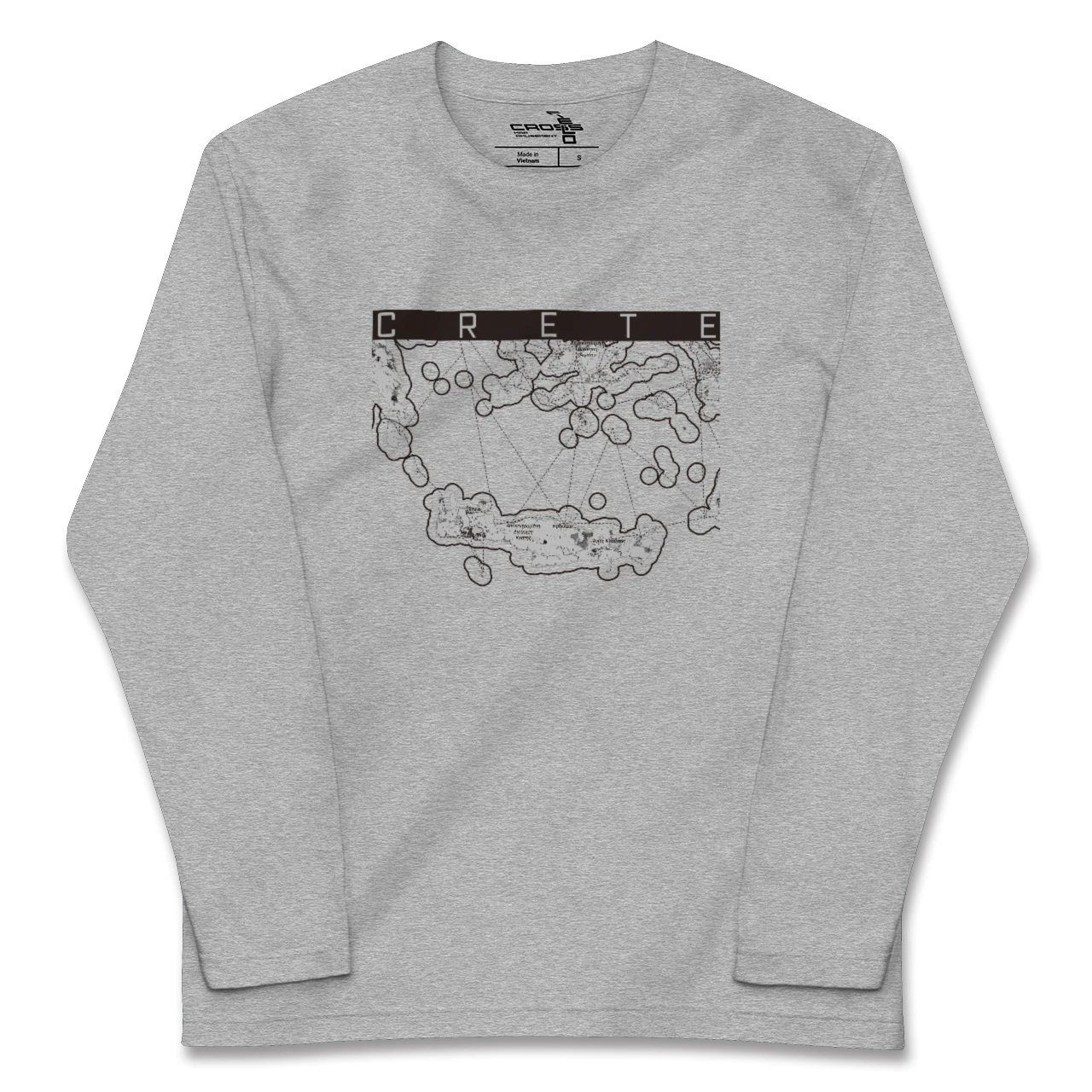 【クレタ島（ギリシャ）】地図柄ロングスリーブTシャツ