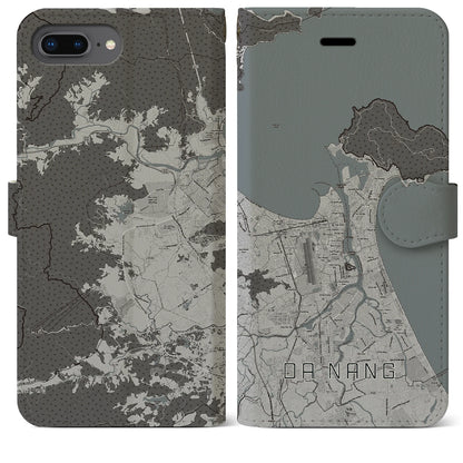 【ダナン（ベトナム）】地図柄iPhoneケース（手帳タイプ）モノトーン・iPhone 8Plus /7Plus / 6sPlus / 6Plus 用